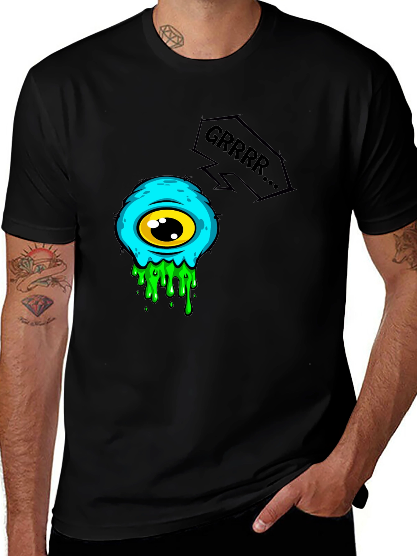 Grrr Monster Eye Graphic Tee - Black