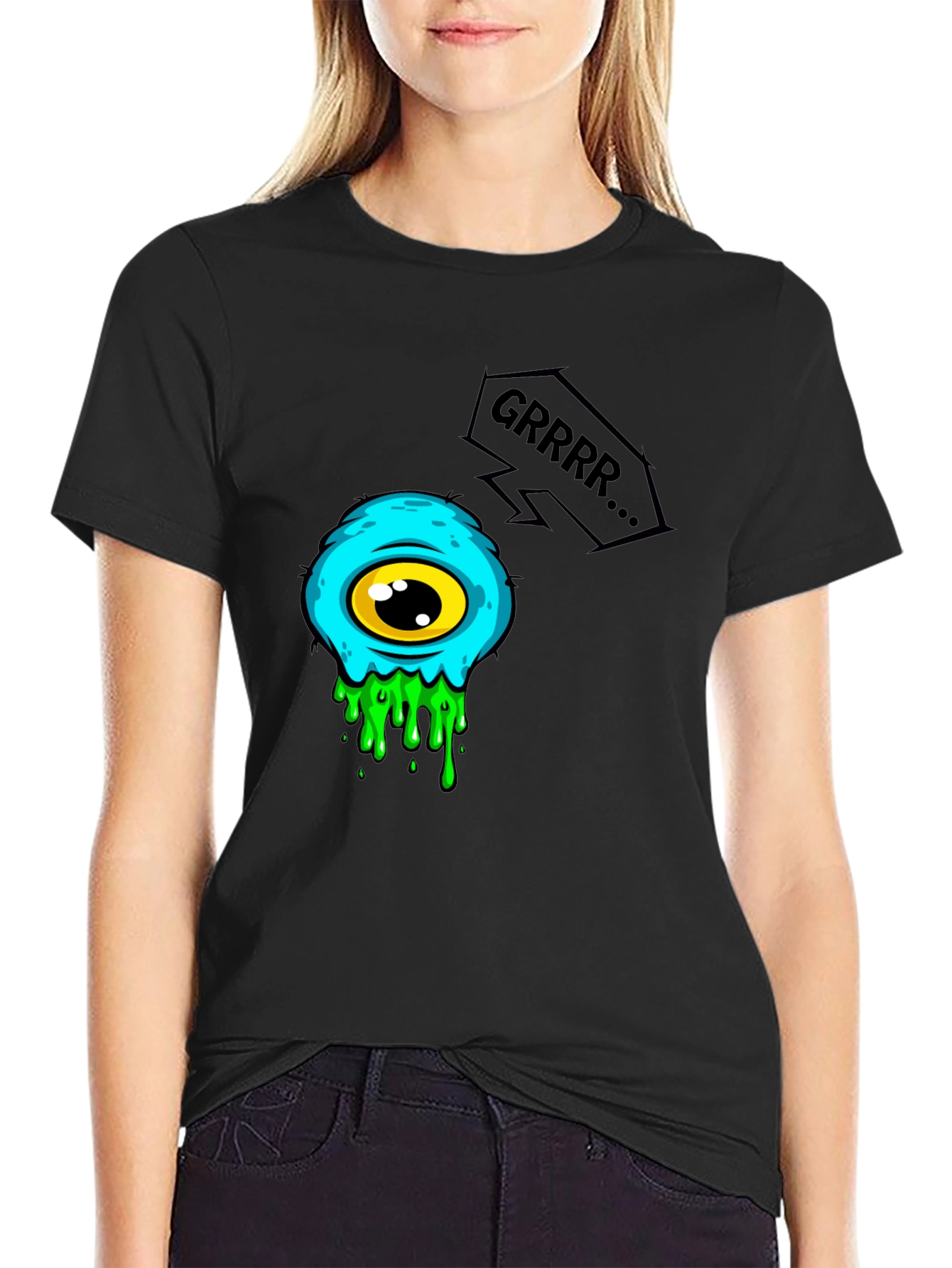 Grrr Monster Eye Graphic Tee - Black