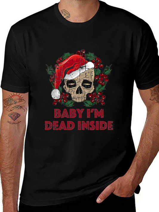 Baby Im Dead Inside Skull Santa Hat Graphic Tee