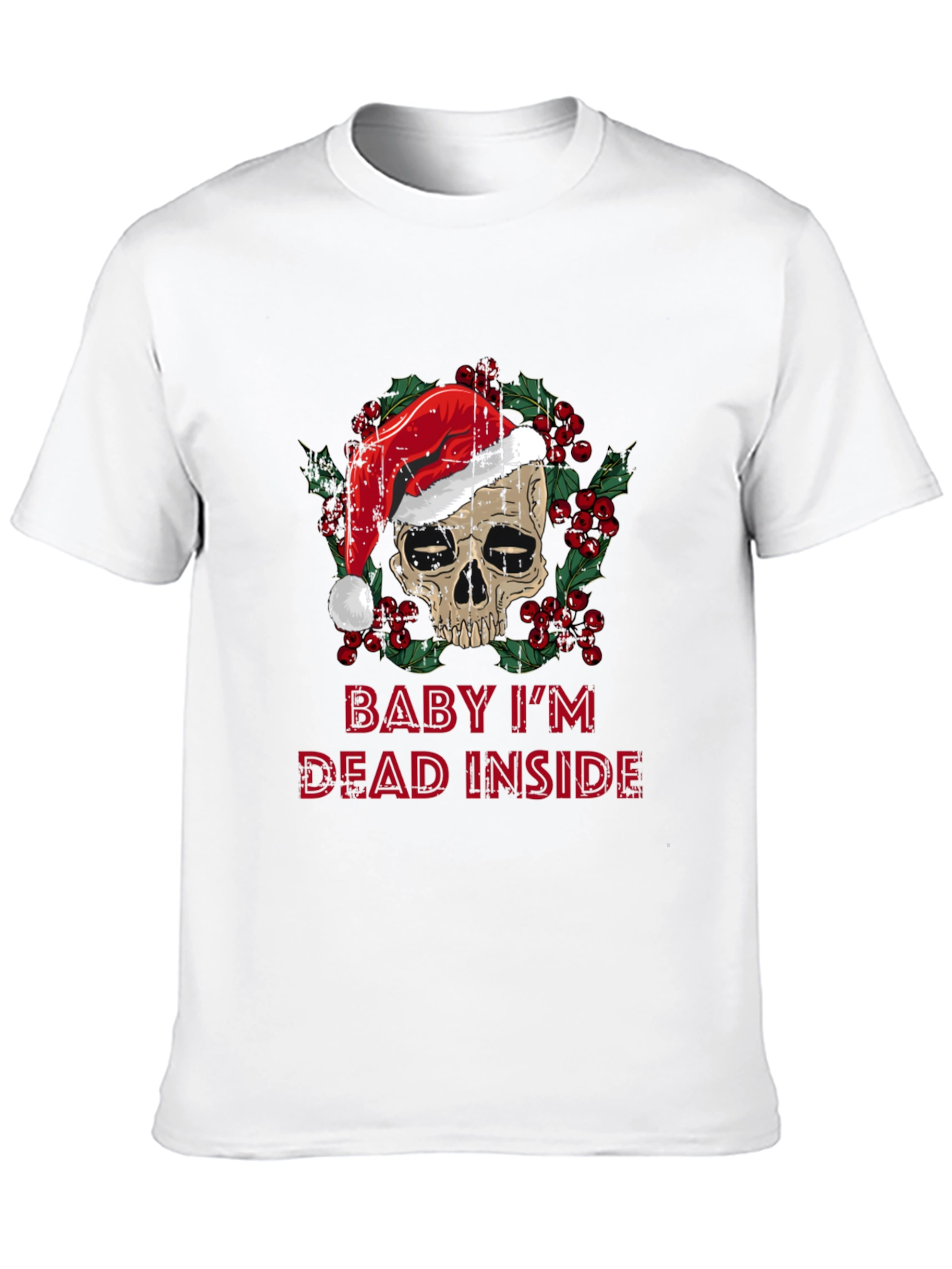 Baby Im Dead Inside Skull Santa Hat Graphic Tee