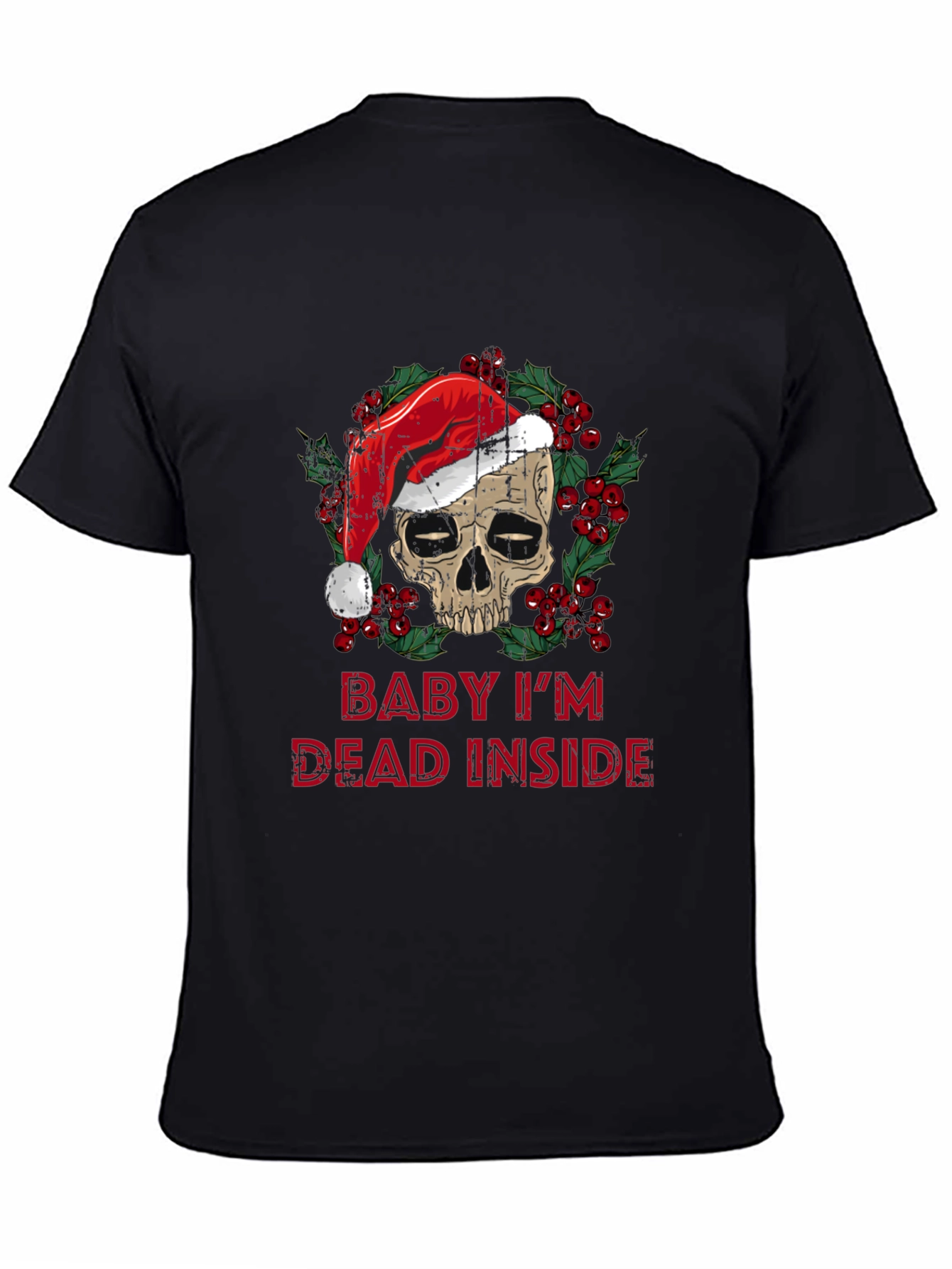 Baby Im Dead Inside Skull Santa Hat Graphic Tee