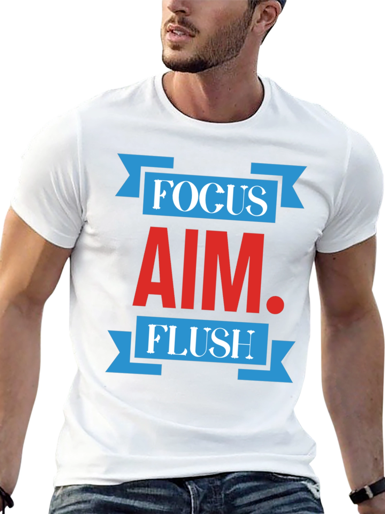 Focus Aim Flush Graphic Print Crew Neck T-Shirt