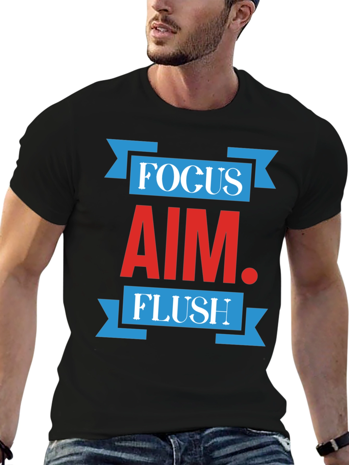 Focus Aim Flush Graphic Print Crew Neck T-Shirt