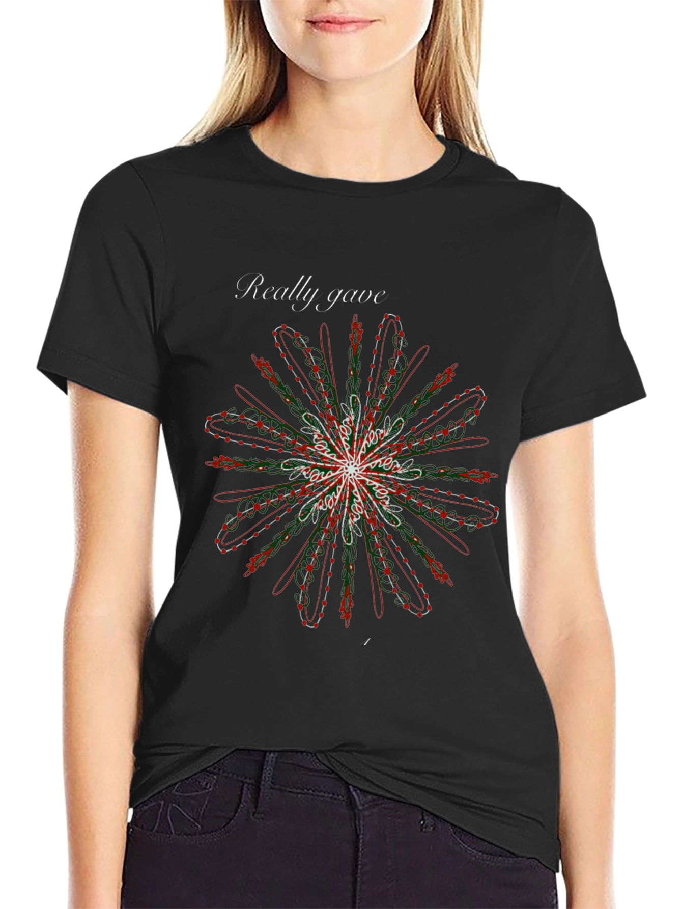 Floral Mandala Graphic Black Tee