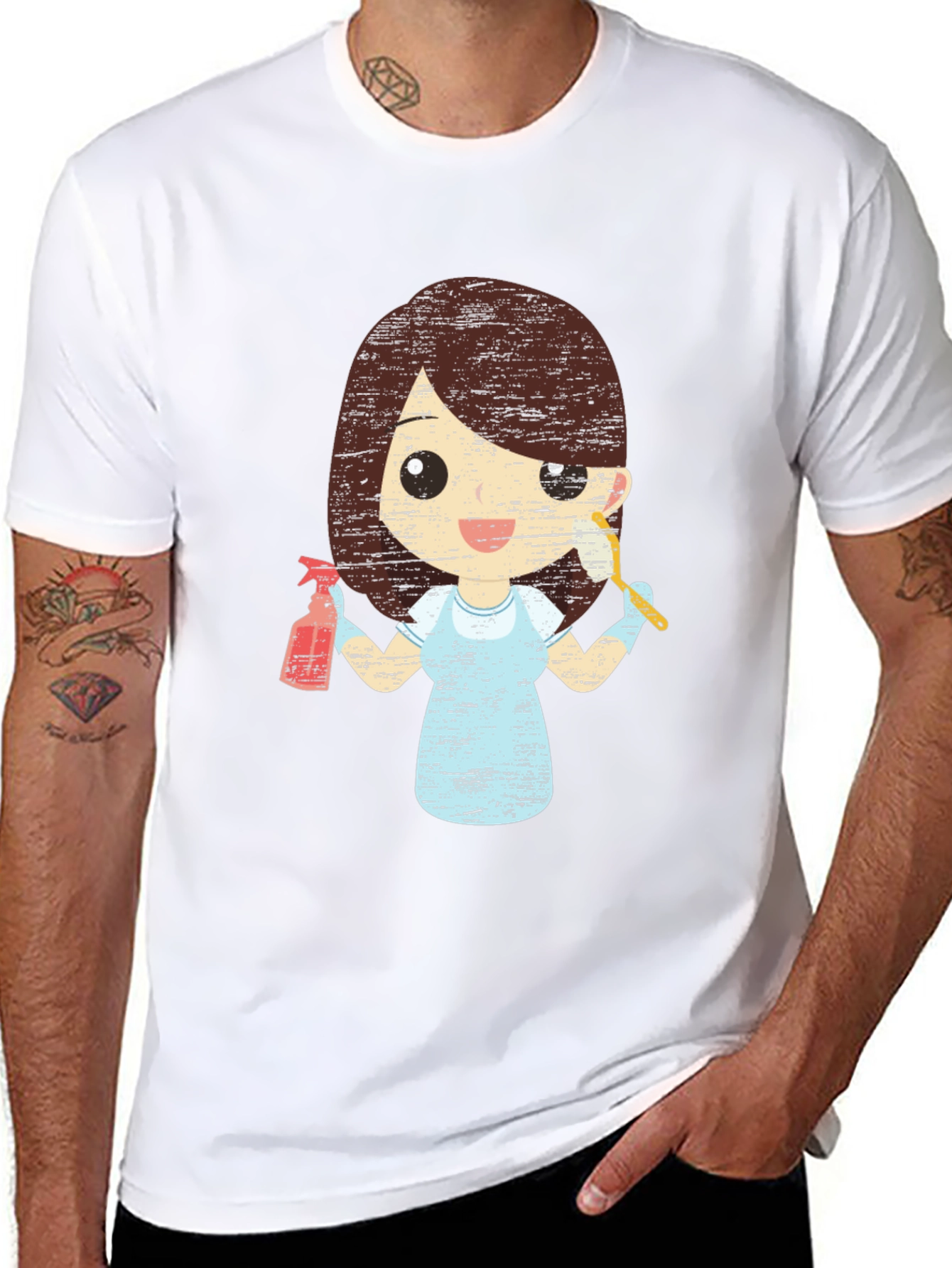 Cleaning Lady Graphic Tee - Unisex Black T-Shirt