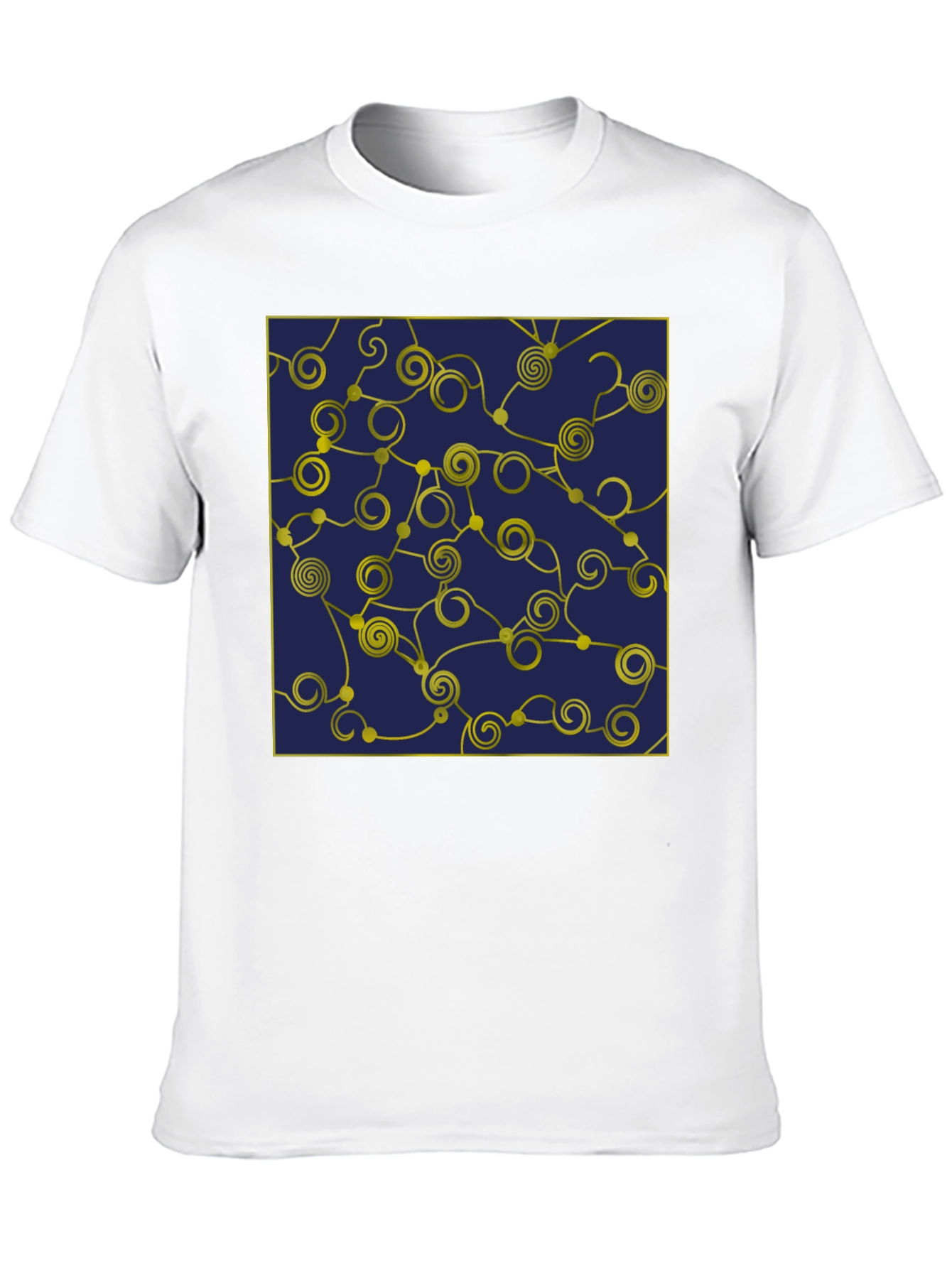 Geometric Swirl T-Shirt - Navy and Gold Design