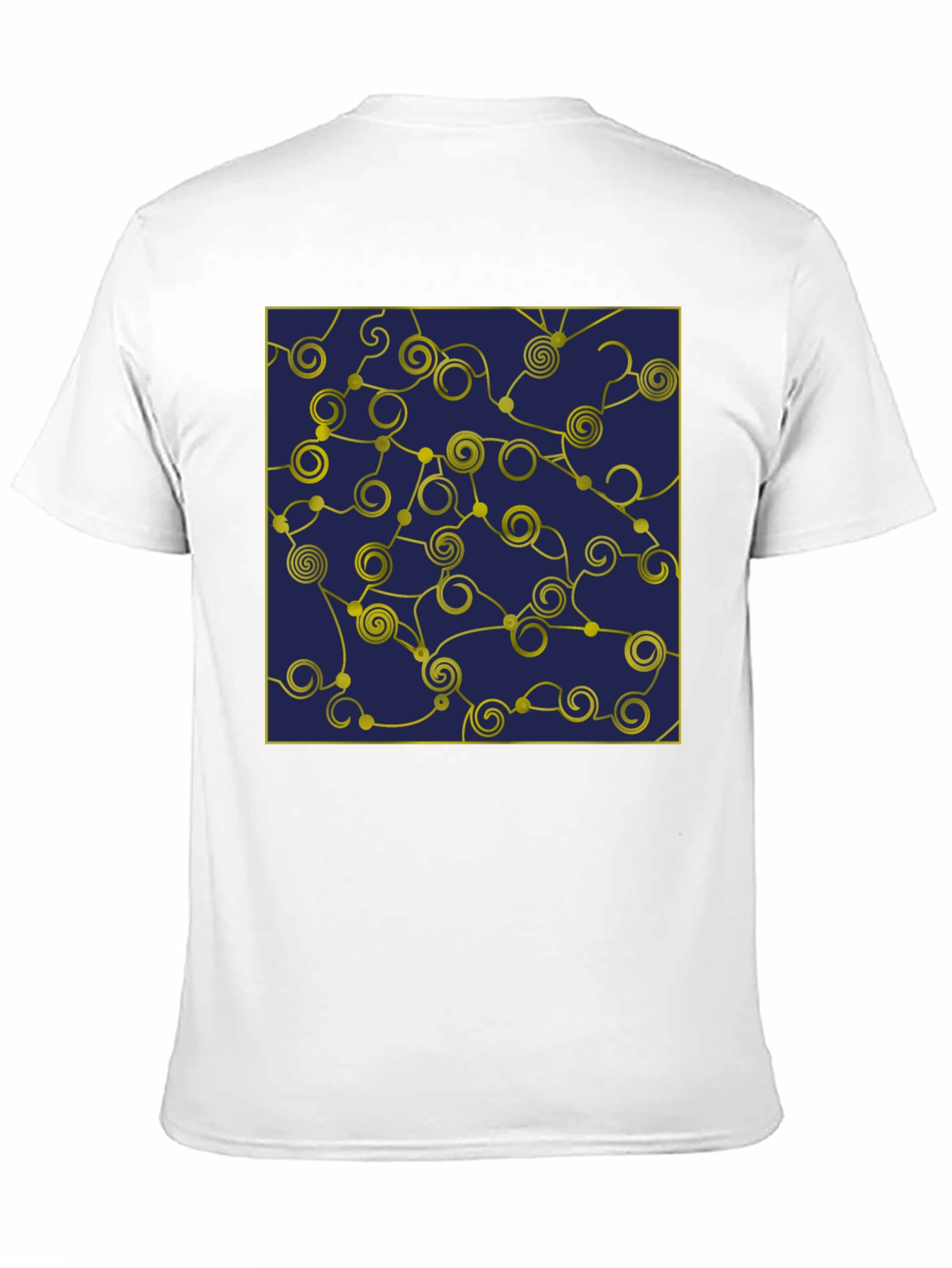 Geometric Swirl T-Shirt - Navy and Gold Design