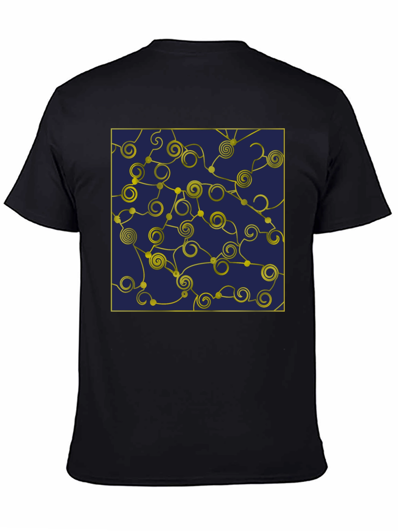 Geometric Swirl T-Shirt - Navy and Gold Design