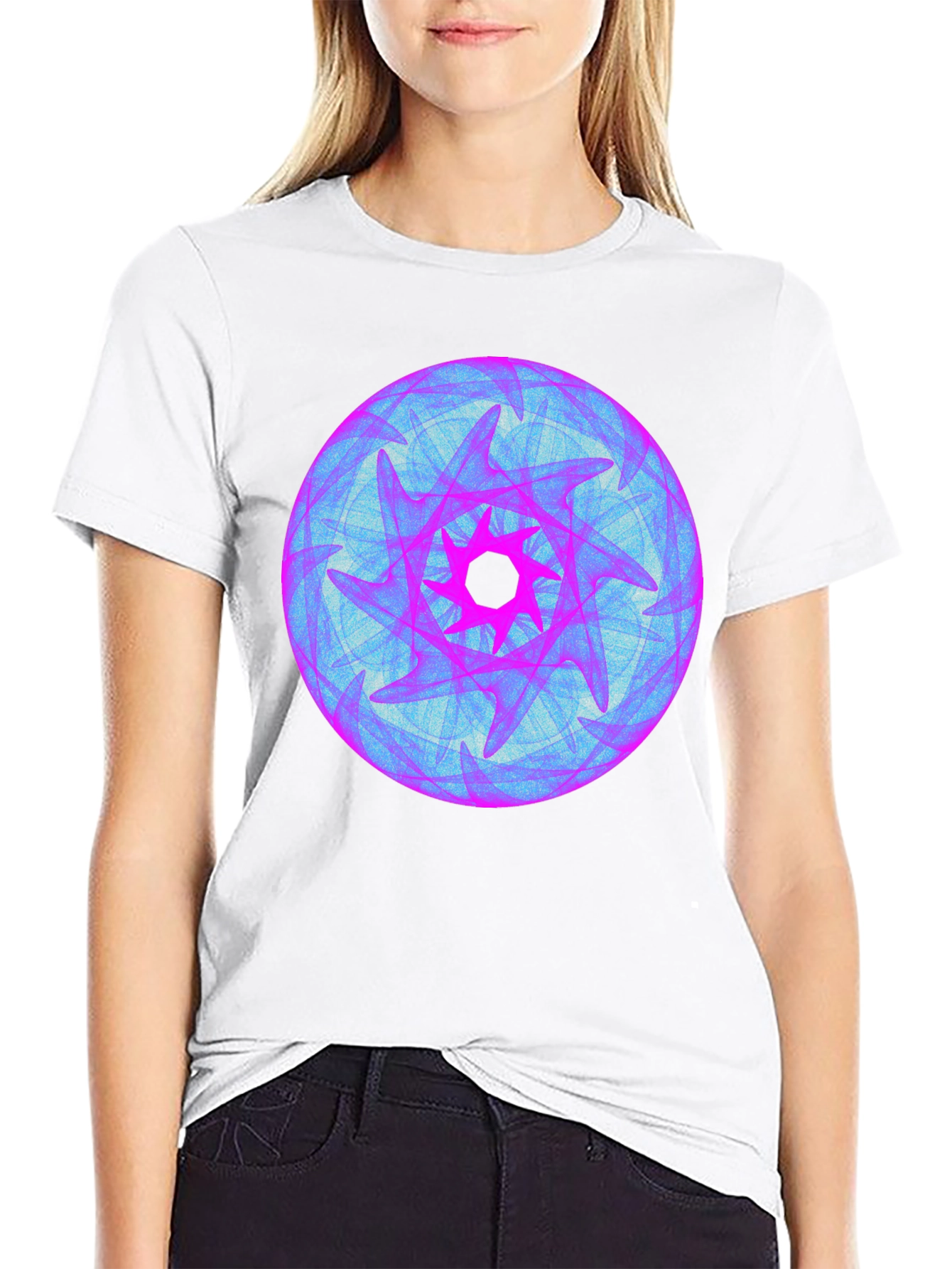 Abstract Graphic Print Black Crew Neck T-Shirt