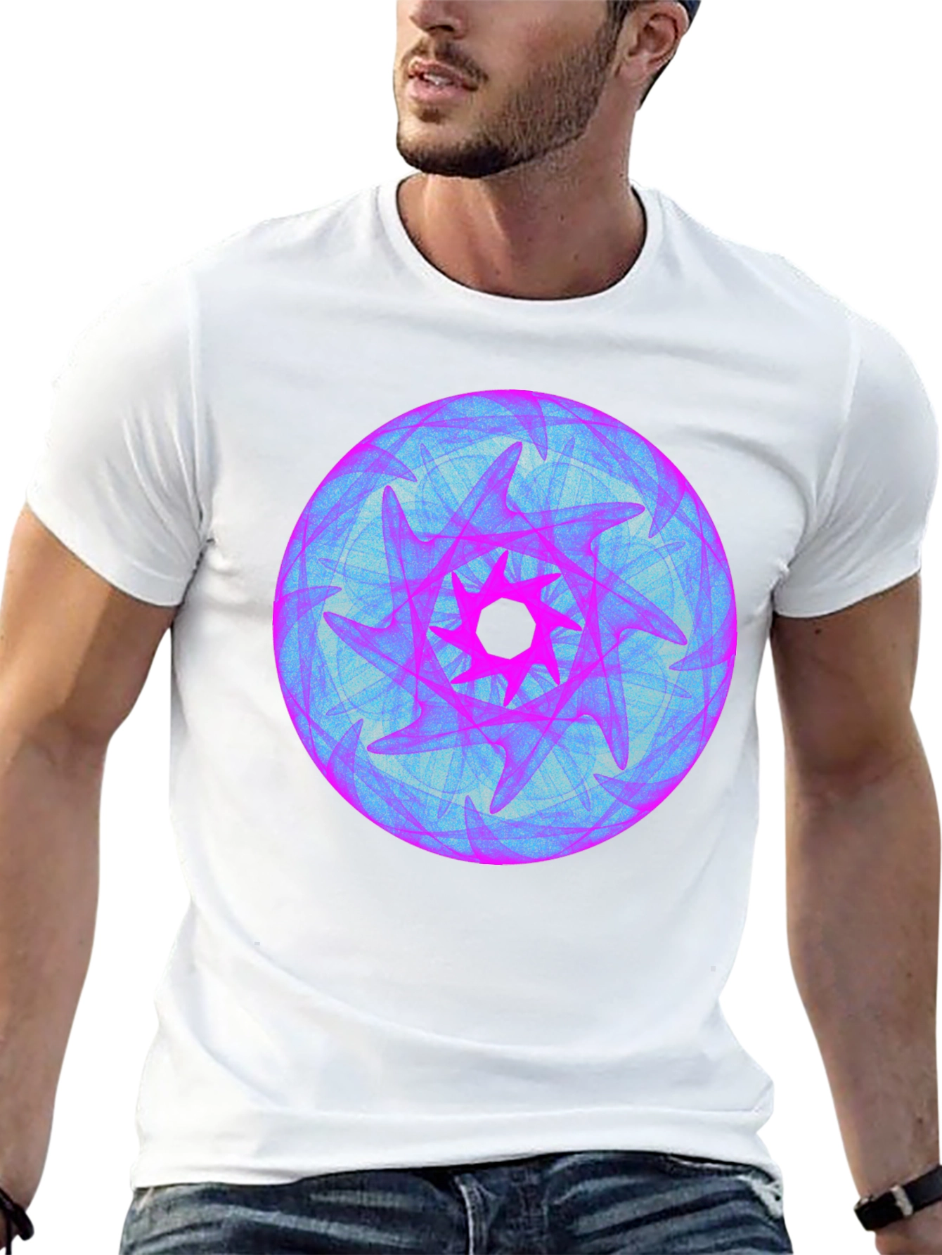 Abstract Graphic Print Black Crew Neck T-Shirt