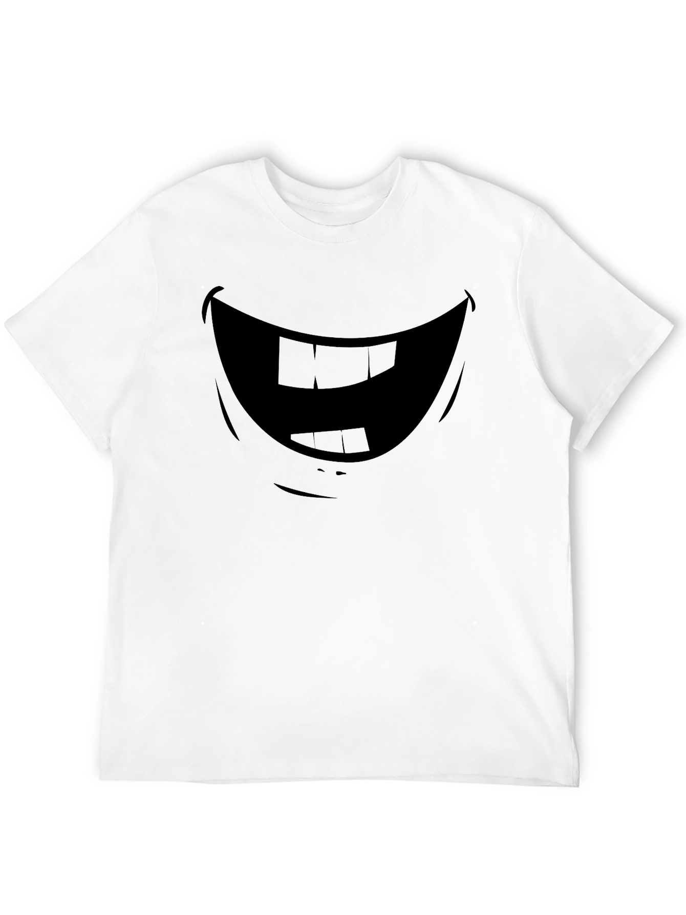 Funny Cartoon Smile Graphic Black T-Shirt