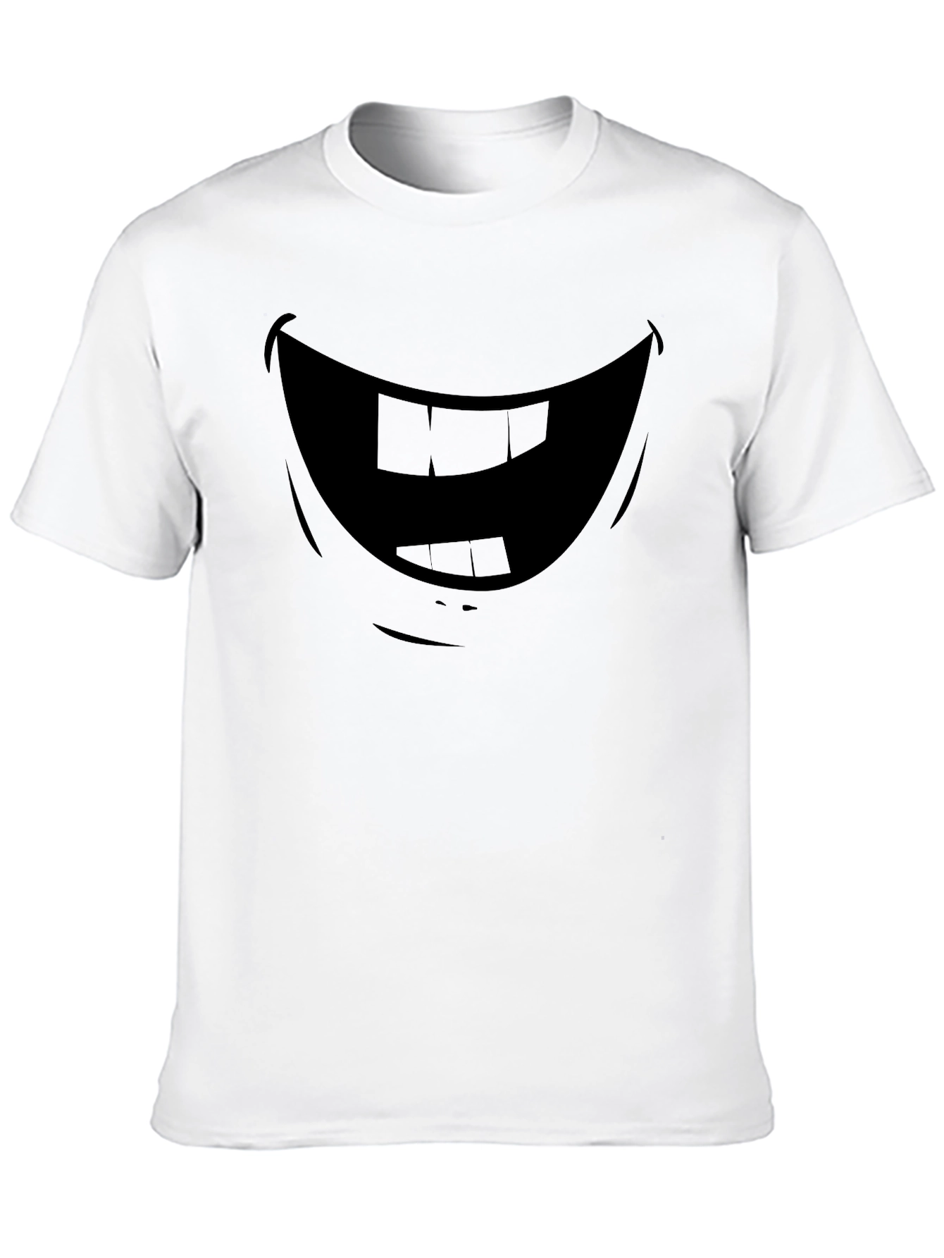 Funny Cartoon Smile Graphic Black T-Shirt