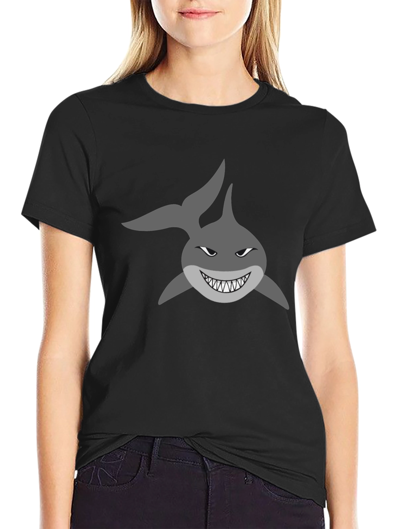 Mens Black T-Shirt with Shark Graphic