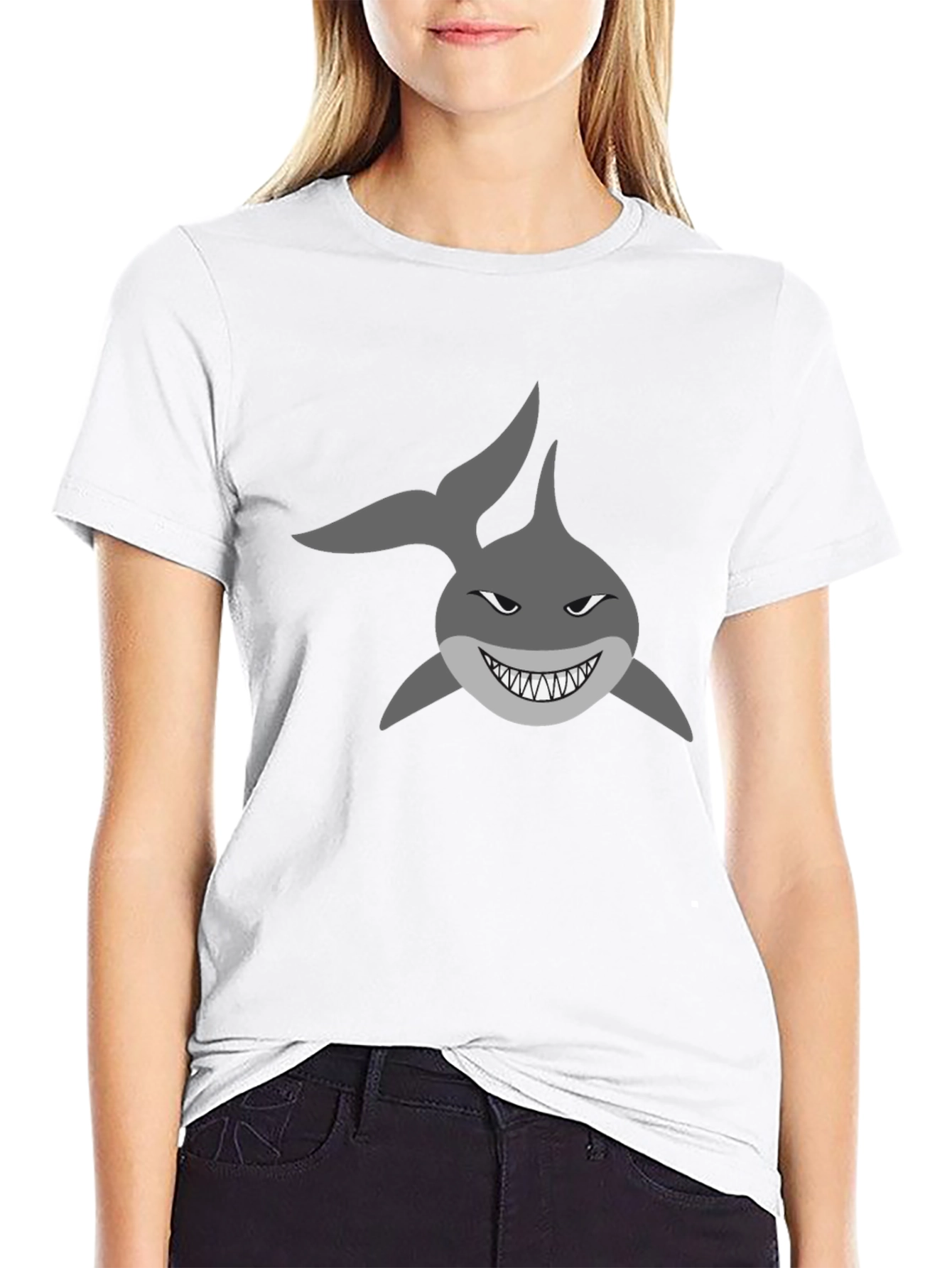 Mens Black T-Shirt with Shark Graphic