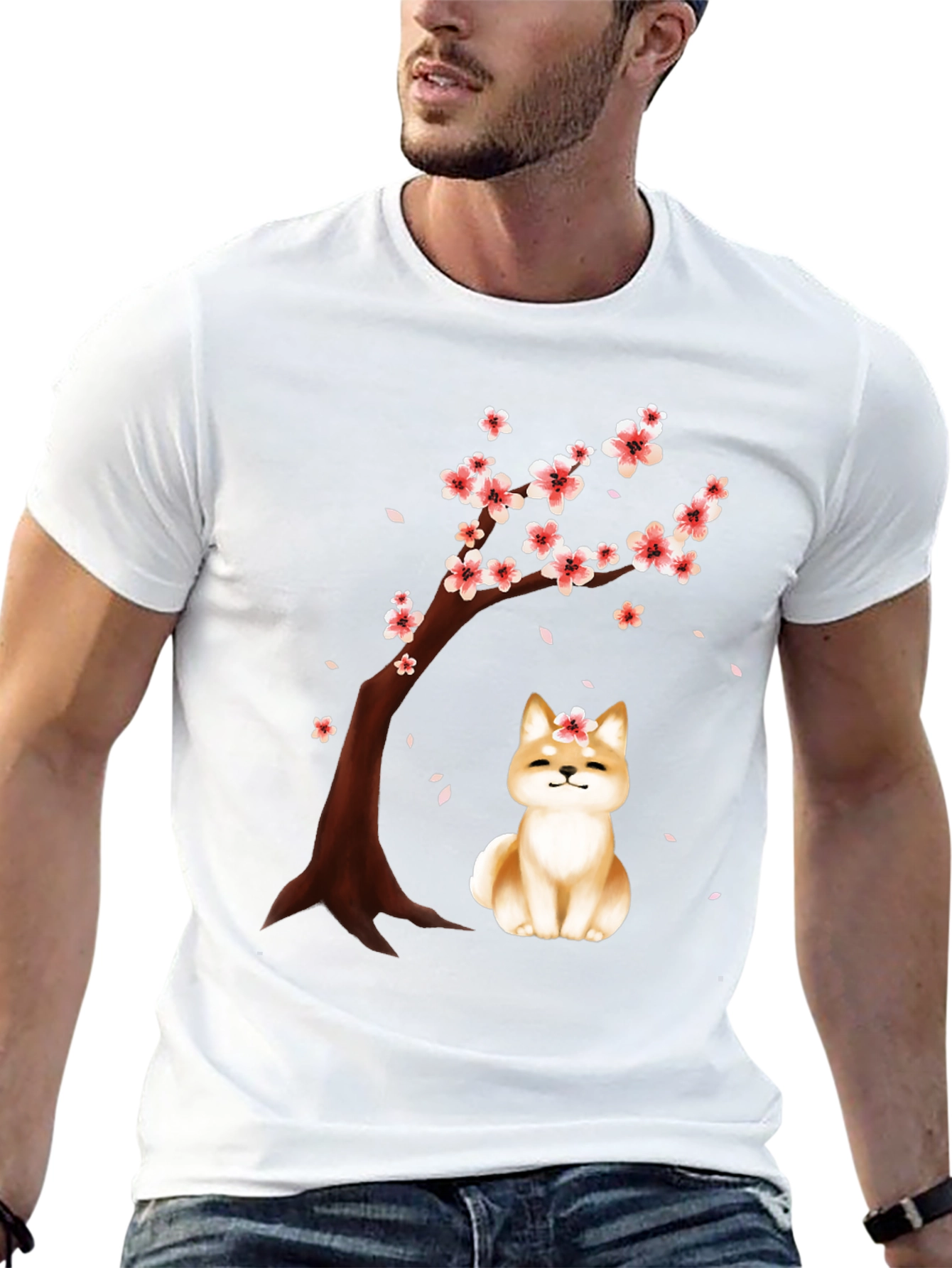 Sakura Shiba Inu Black T-Shirt