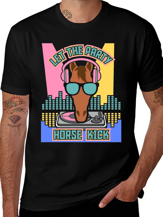 DJ Horse Graphic T-Shirt - Let the Party Horse Kick