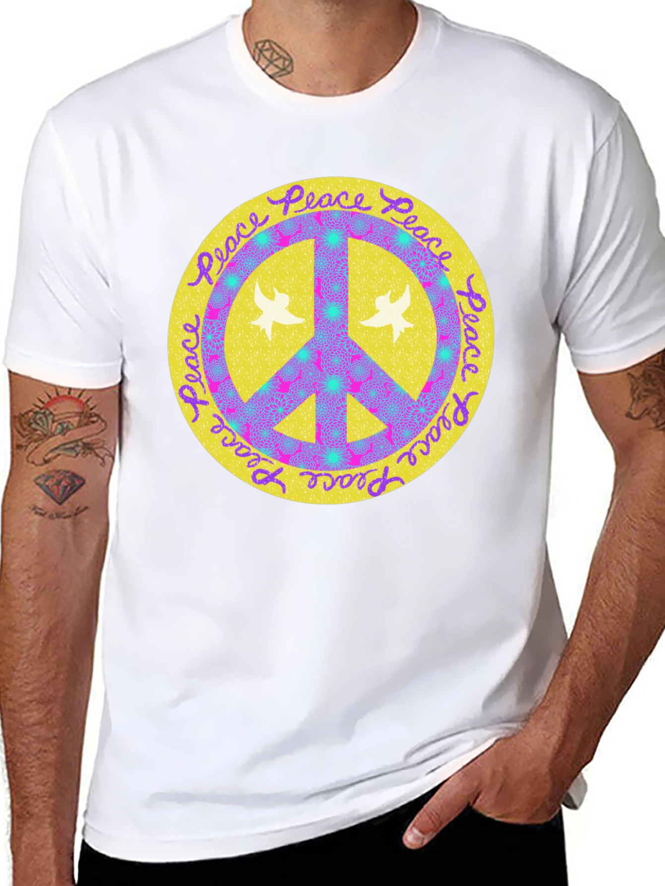Peace Sign Graphic Tee - Retro Style