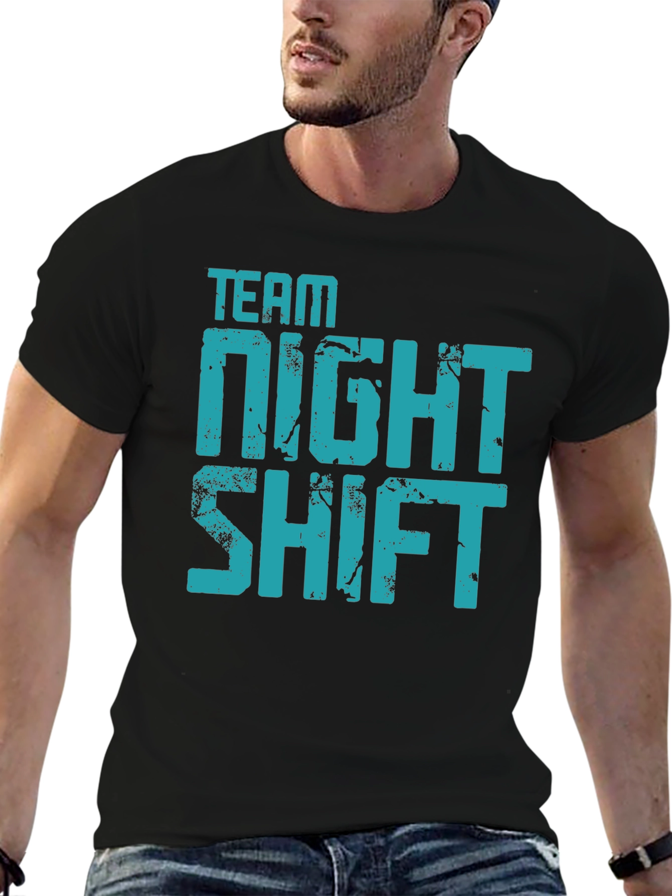 Team Night Shift Black Graphic T-Shirt