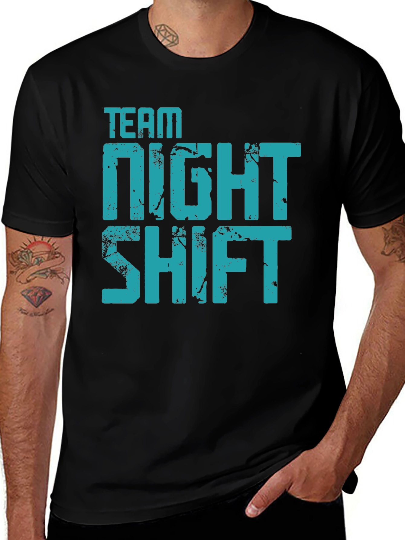 Team Night Shift Black Graphic T-Shirt