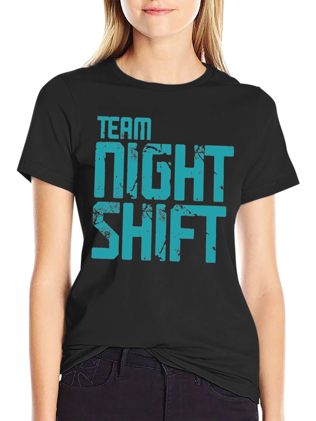 Team Night Shift Black Graphic T-Shirt