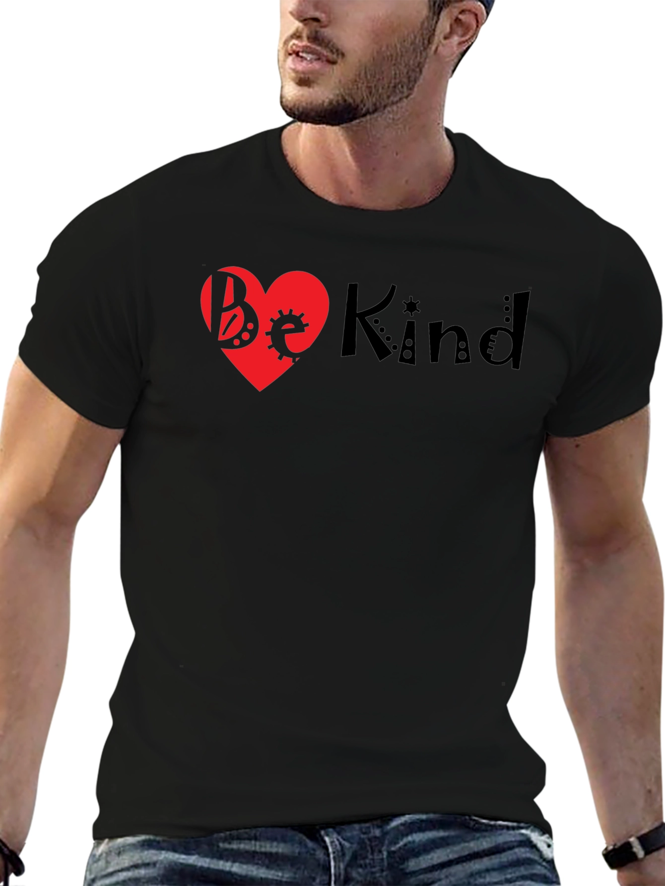 Be Kind Heart Graphic Tee - Black