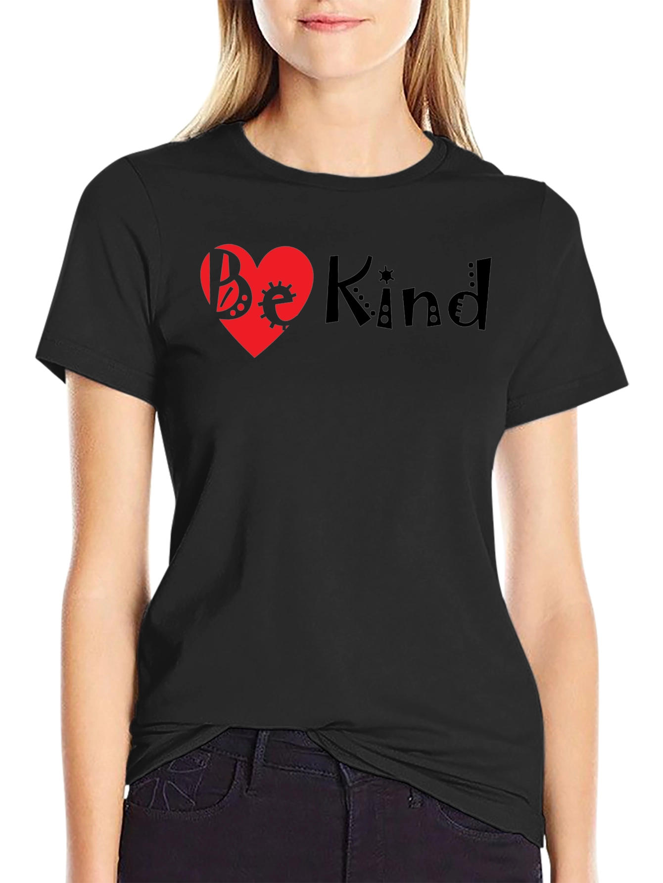 Be Kind Heart Graphic Tee - Black
