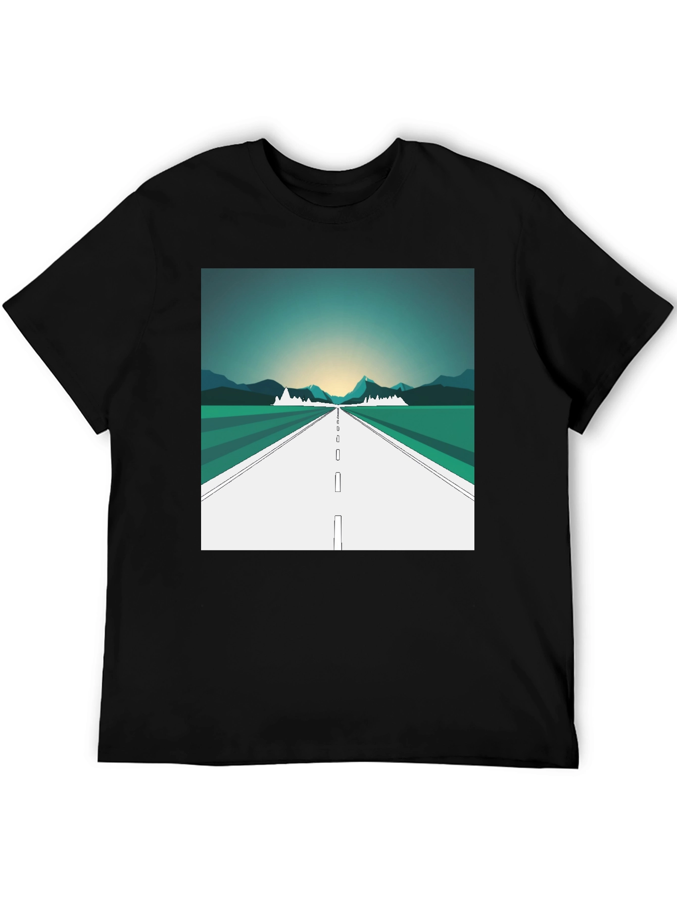 Road Trip Graphic Tee - Black Cotton T-Shirt