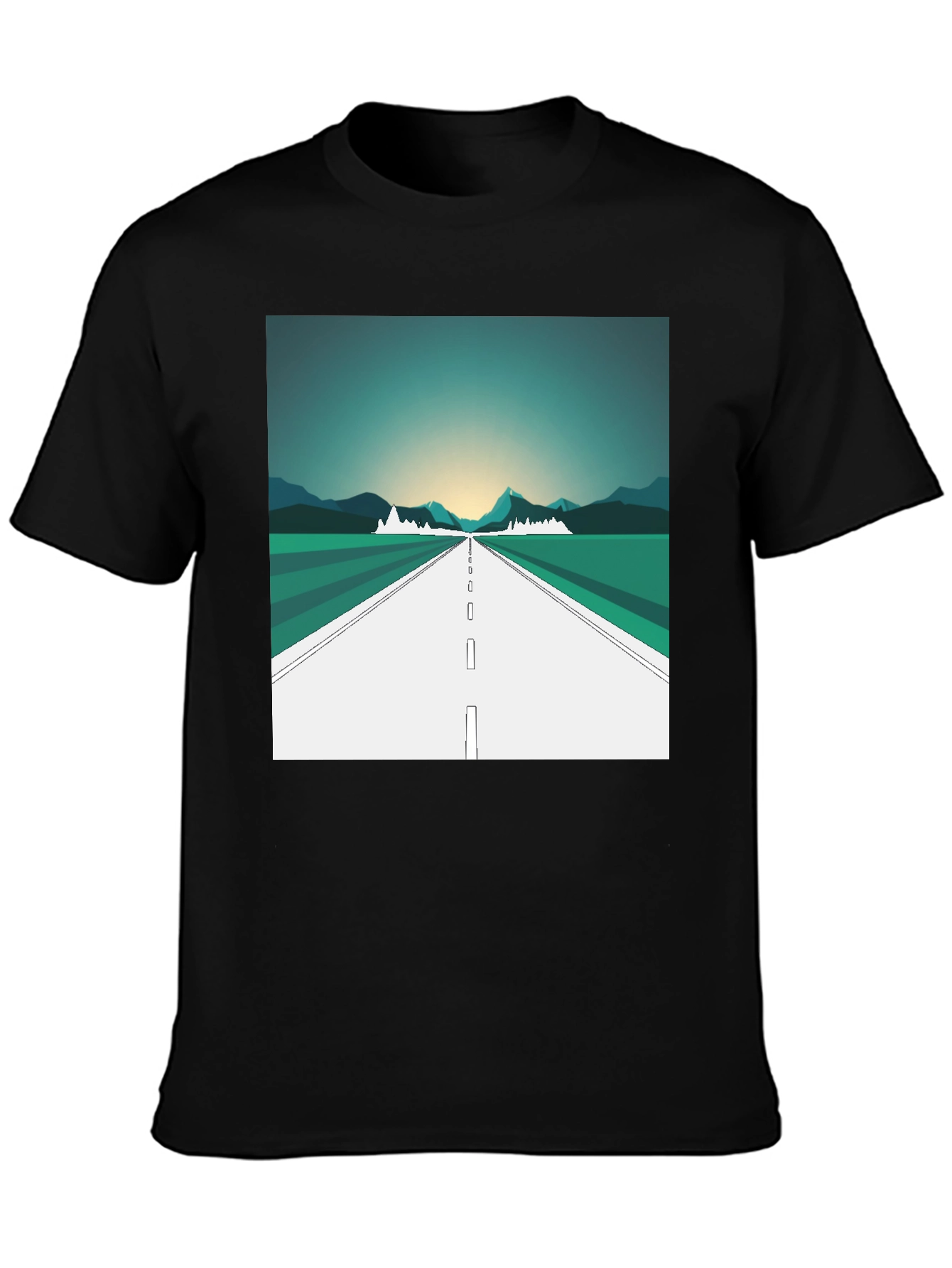 Road Trip Graphic Tee - Black Cotton T-Shirt