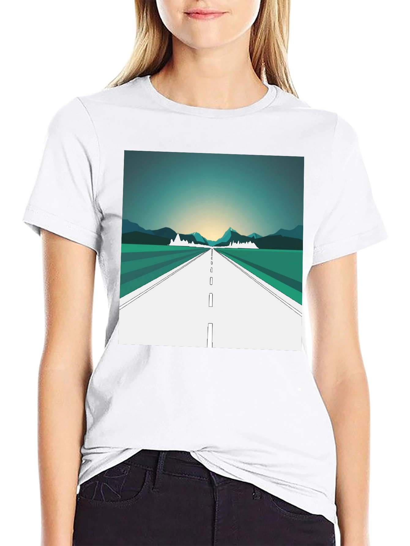 Road Trip Graphic Tee - Black Cotton T-Shirt