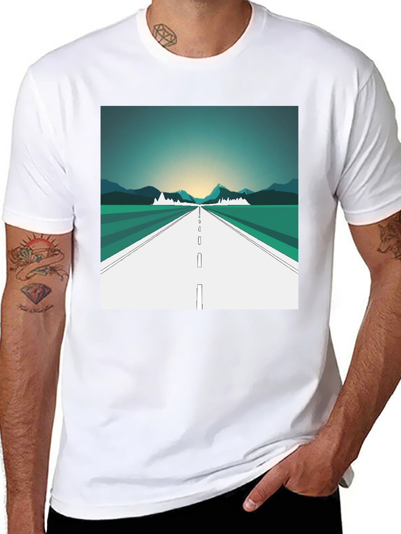 Road Trip Graphic Tee - Black Cotton T-Shirt