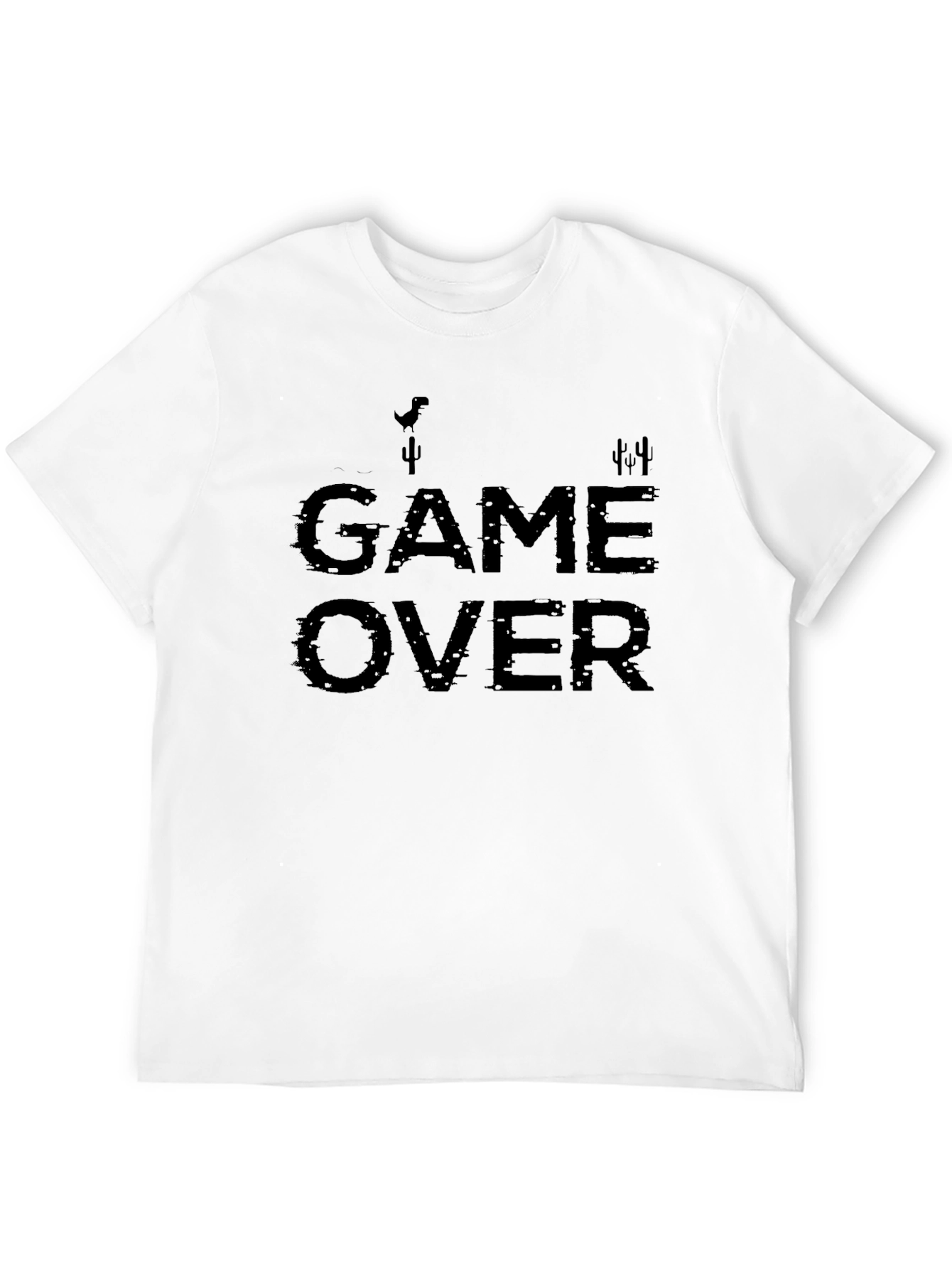 Game Over Black Cotton Graphic T-Shirt