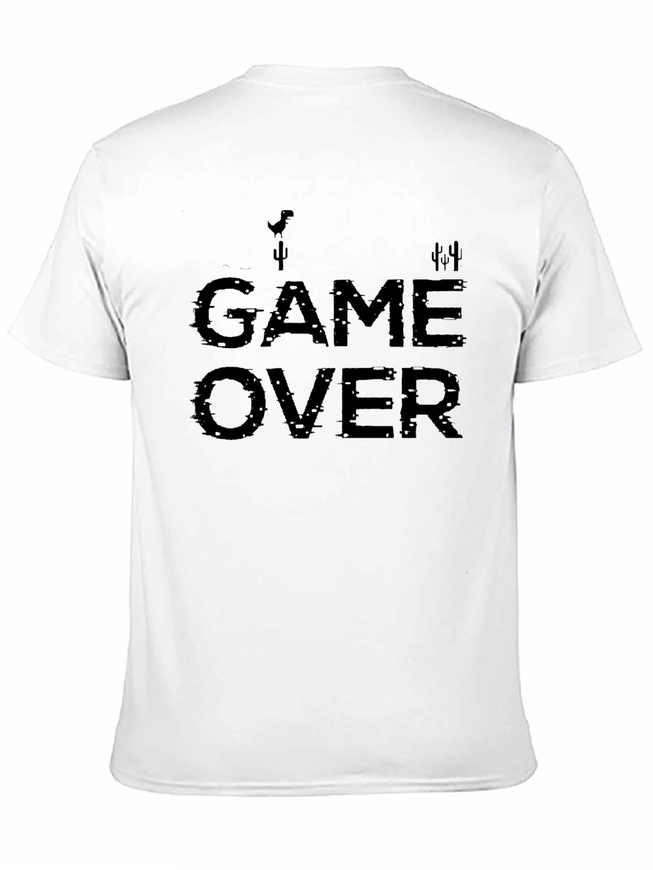 Game Over Black Cotton Graphic T-Shirt
