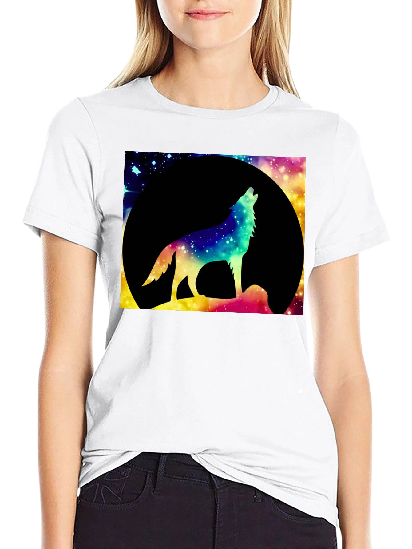 Wolf Howling at Moon Graphic Tee