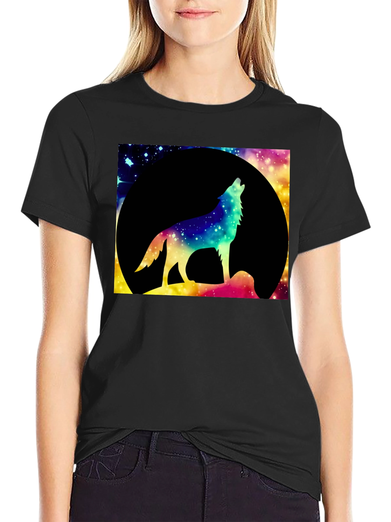 Wolf Howling at Moon Graphic Tee