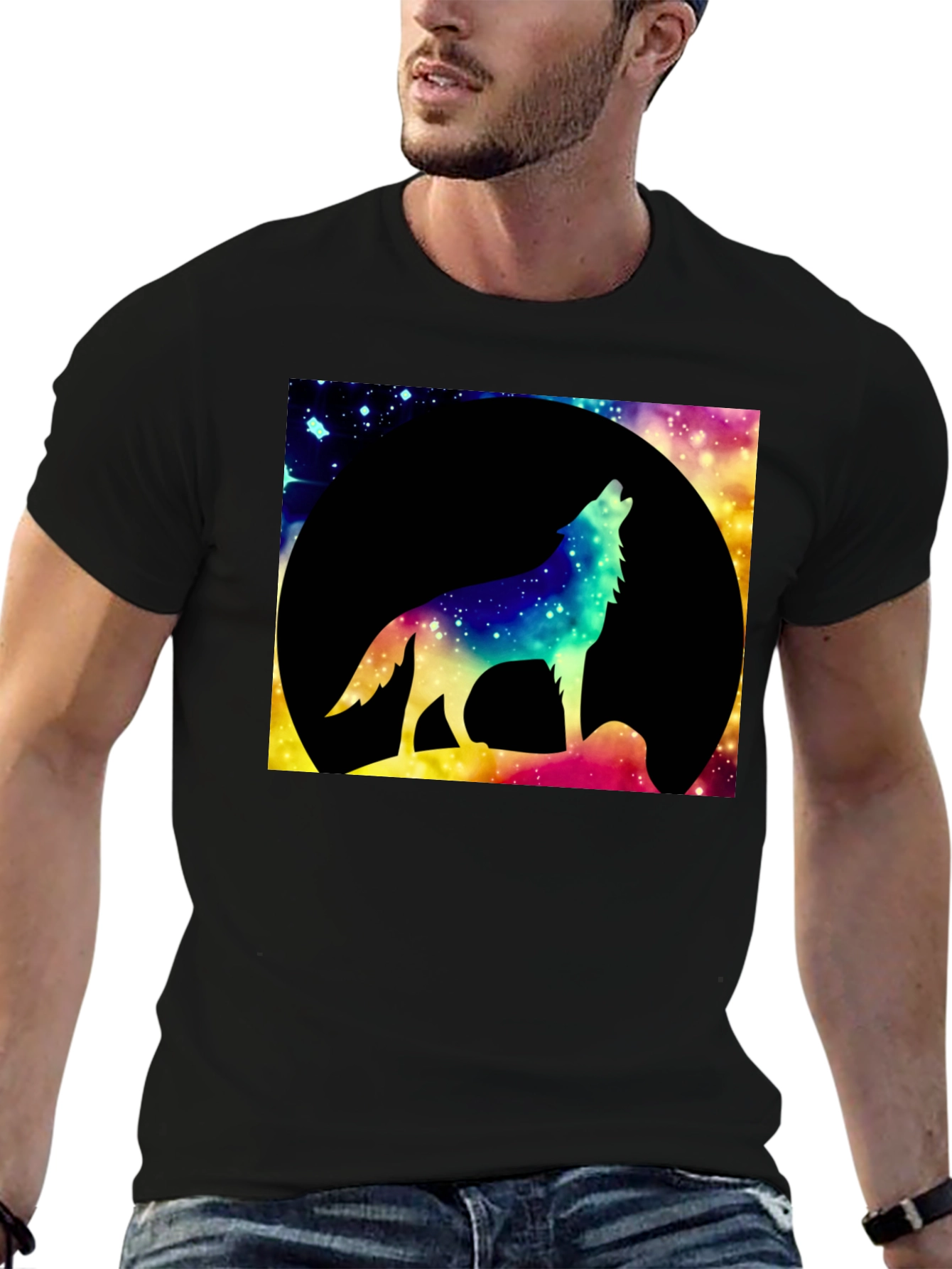 Wolf Howling at Moon Graphic Tee