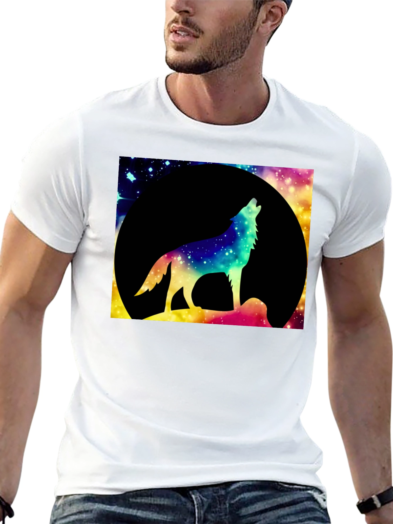 Wolf Howling at Moon Graphic Tee