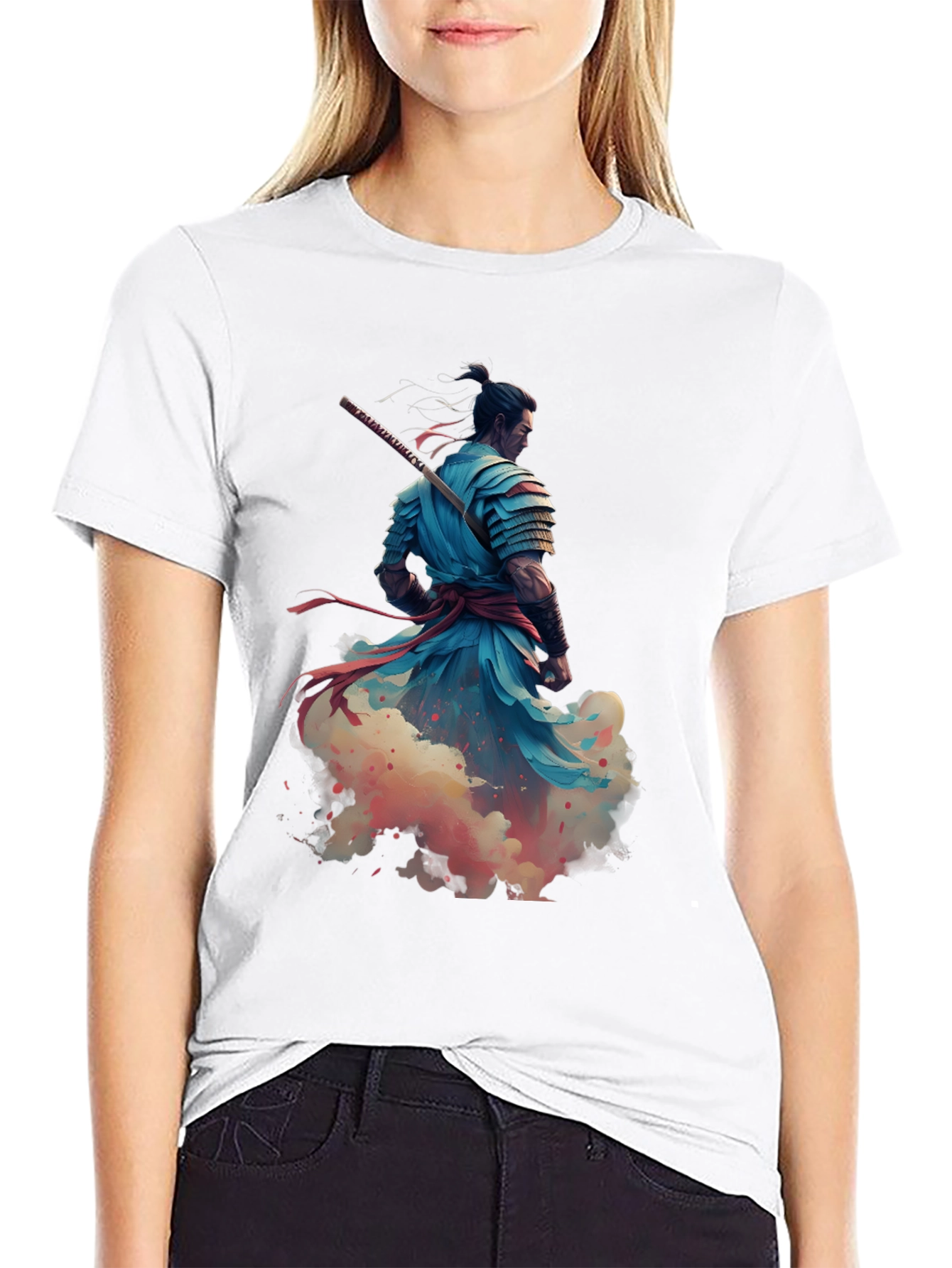 Samurai Warrior Graphic Print Tee - Black