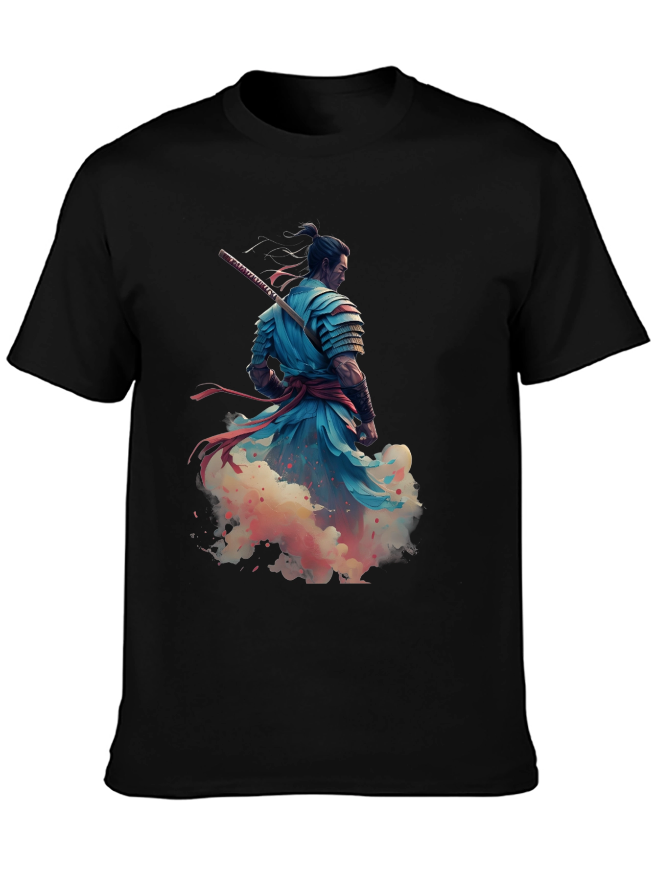 Samurai Warrior Graphic Print Tee - Black
