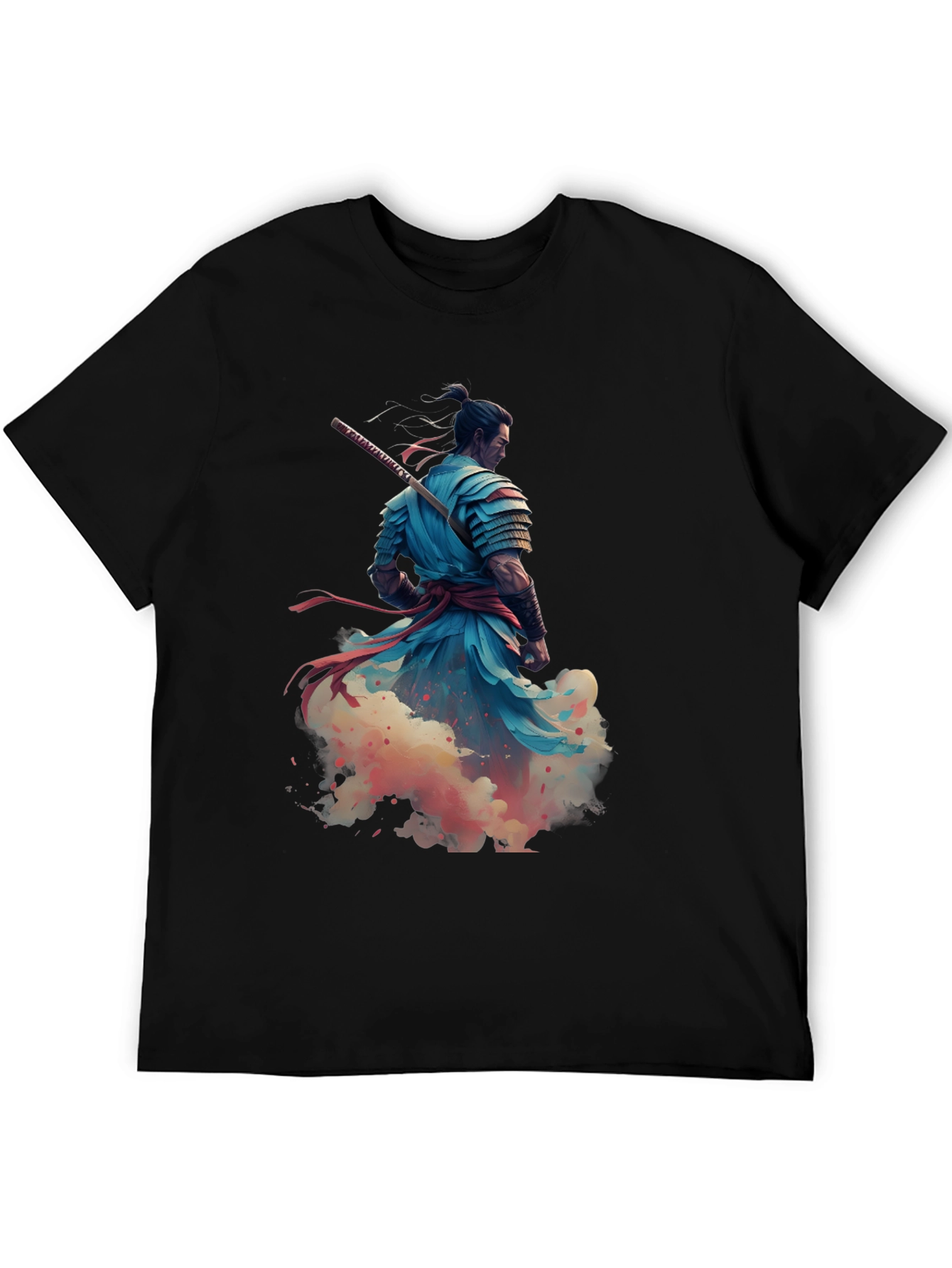 Samurai Warrior Graphic Print Tee - Black
