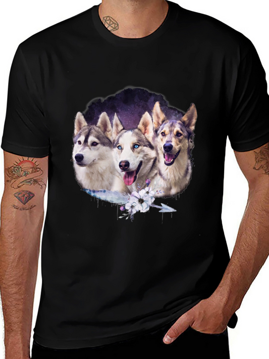 Husky Trio Graphic T-Shirt - Black