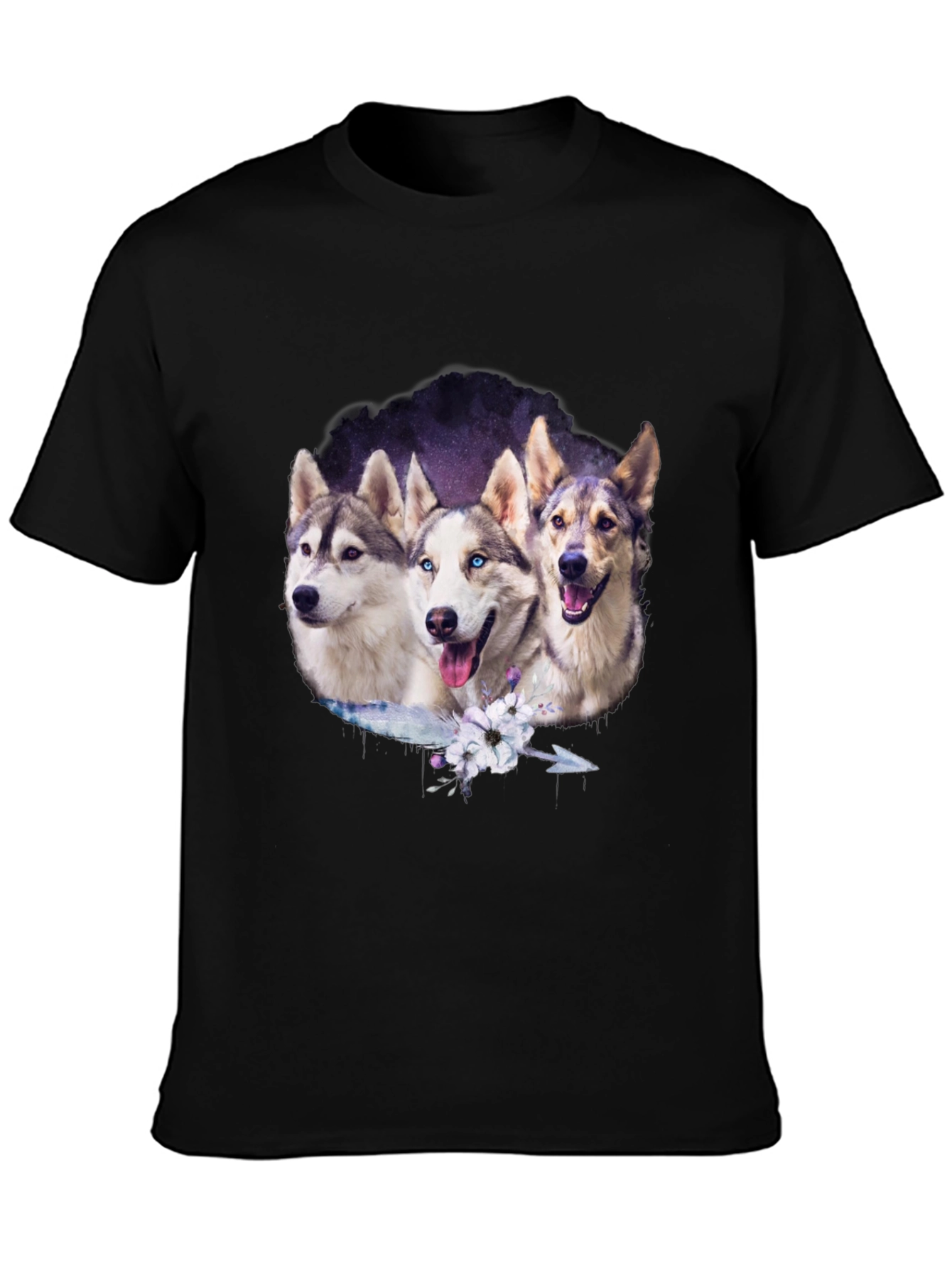 Husky Trio Graphic T-Shirt - Black
