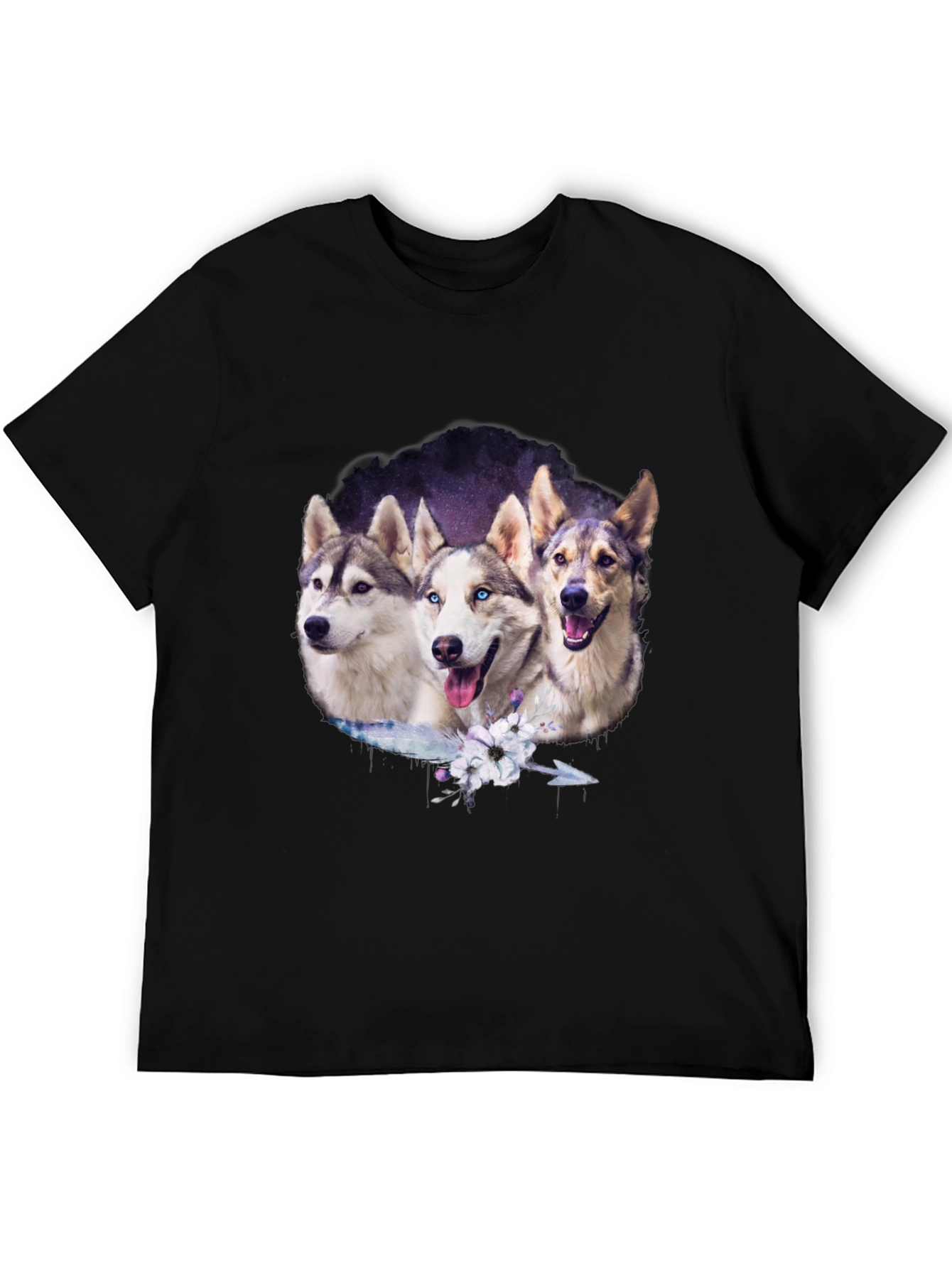 Husky Trio Graphic T-Shirt - Black