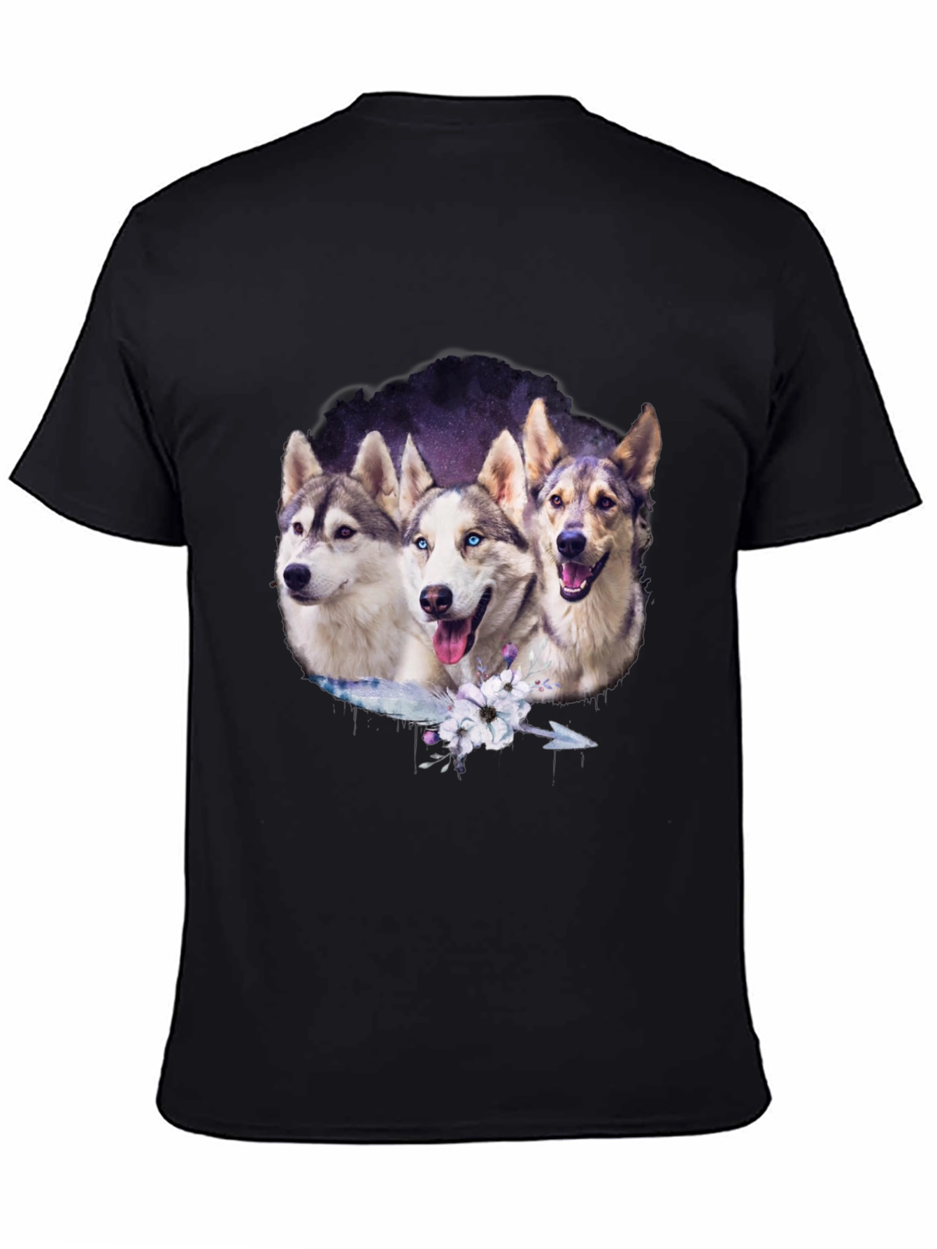 Husky Trio Graphic T-Shirt - Black