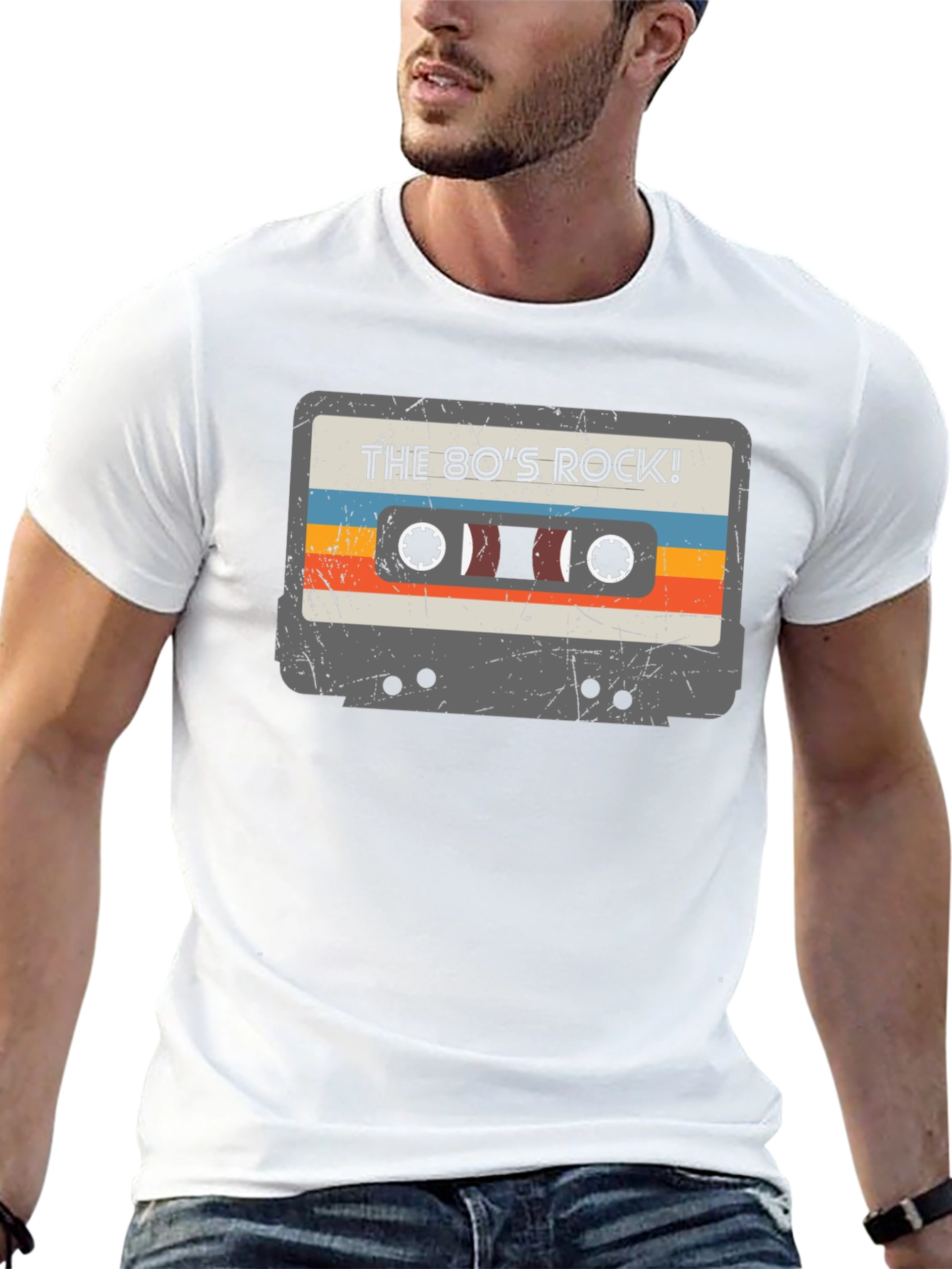 Retro 80s Rock Cassette Graphic T-Shirt
