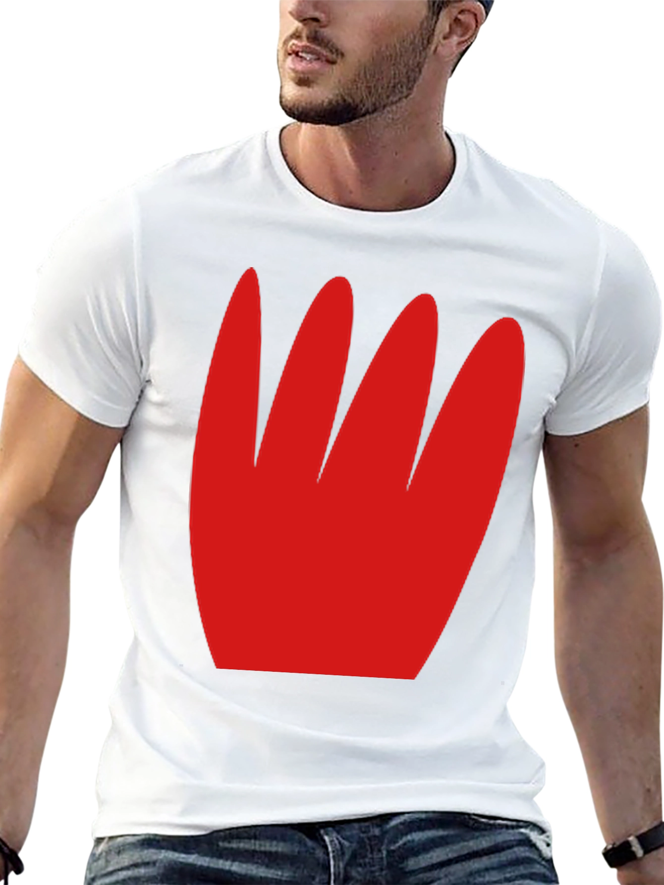 Bold Graphic Tee - Red Abstract Design Black Shirt