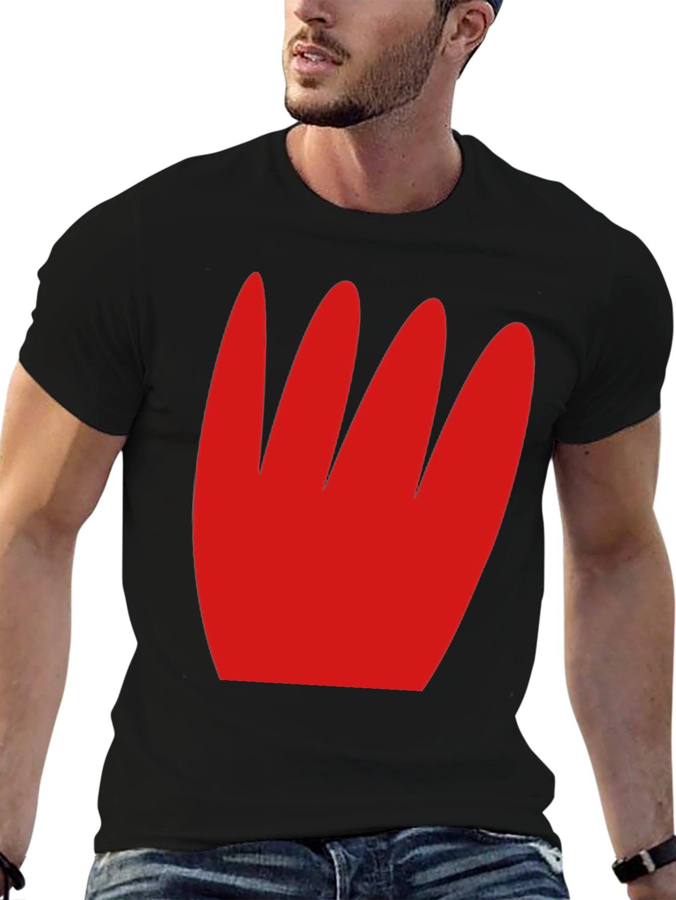 Bold Graphic Tee - Red Abstract Design Black Shirt