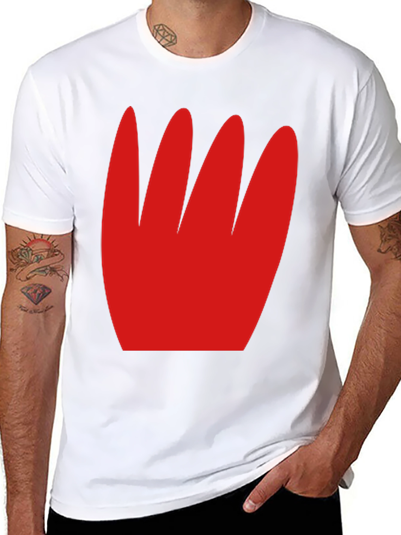 Bold Graphic Tee - Red Abstract Design Black Shirt