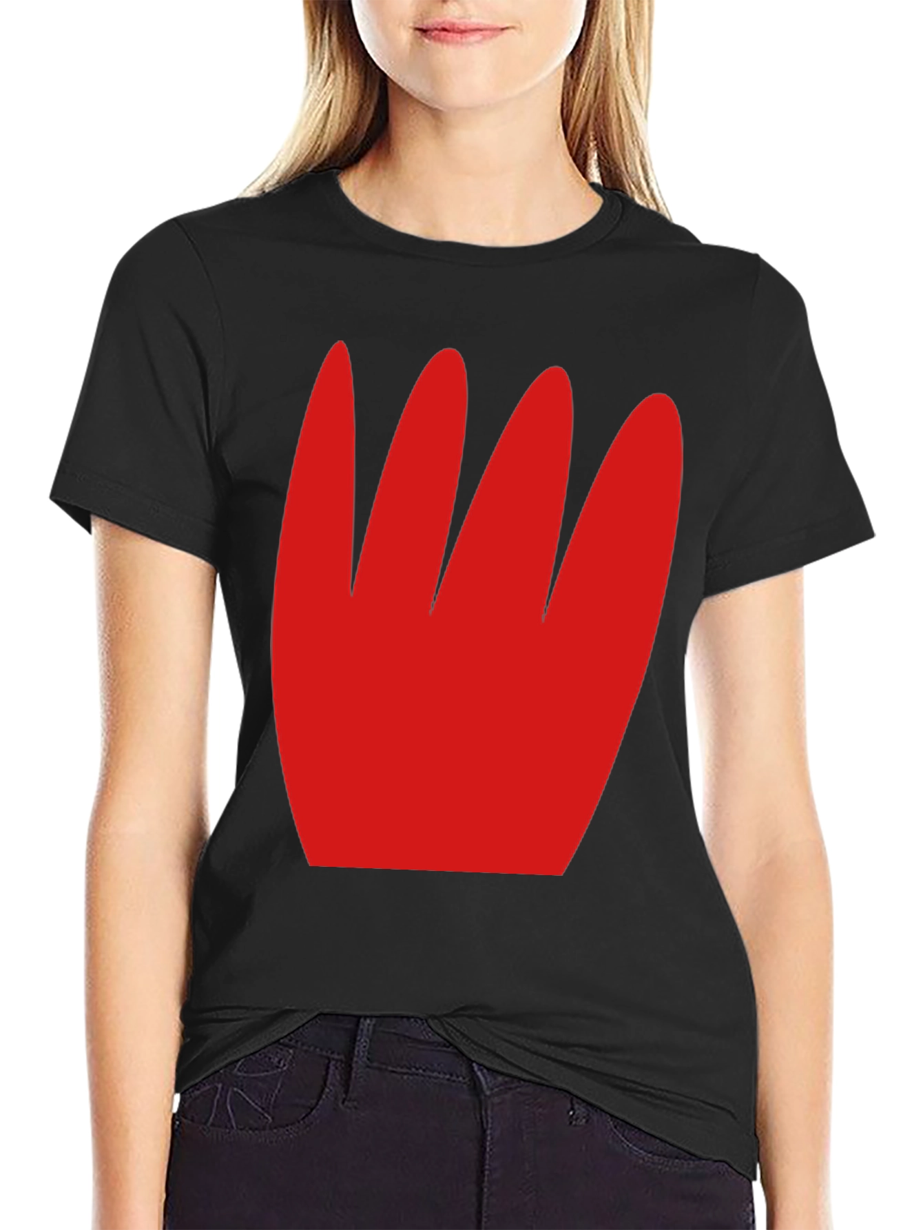 Bold Graphic Tee - Red Abstract Design Black Shirt