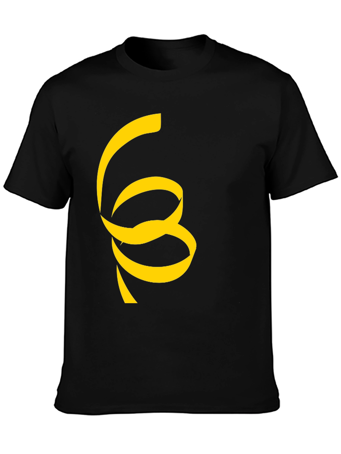 Black T-Shirt with Unique Yellow Ribbon Design