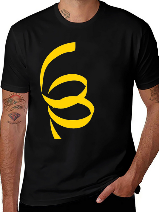 Black T-Shirt with Unique Yellow Ribbon Design